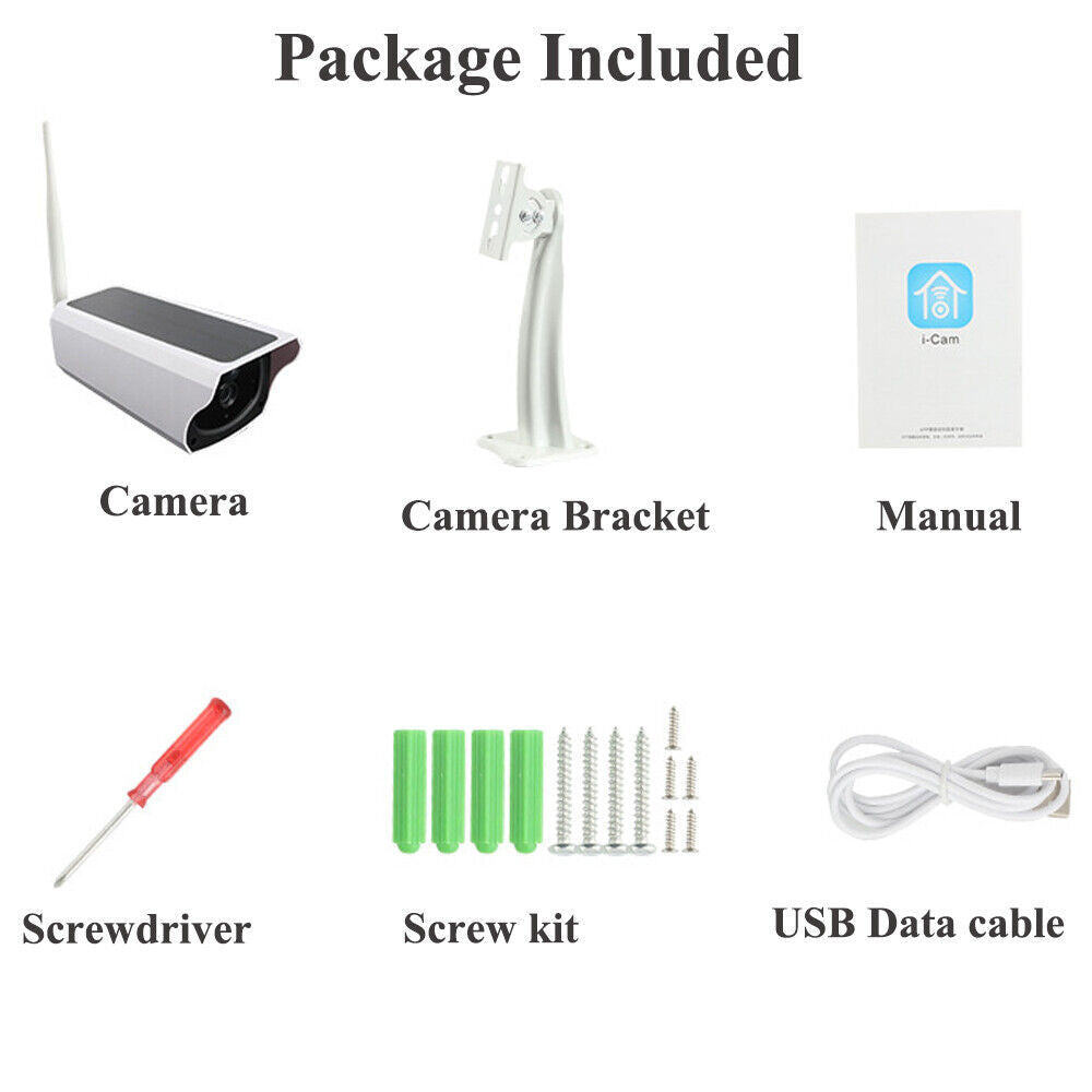 Powered Security Home Security Security Momery Camera, IP Camera Night Outdoor 18650 Solar and Card Vision with WiFi IP 1080P 32GB Pcs HD Batteries Camera, 3 Wireless
