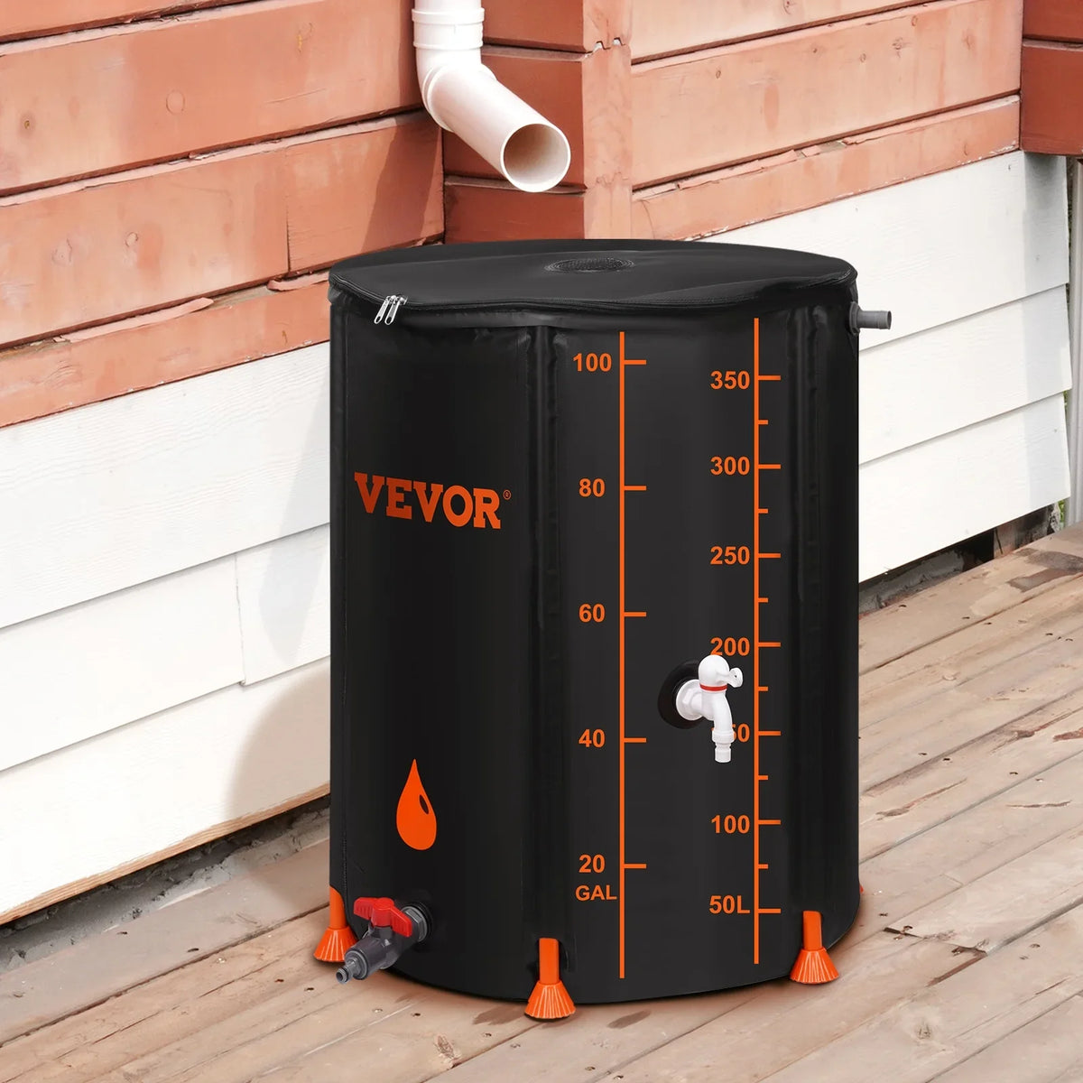 Including 100 Gallon Container Storage Kit, System Rainwater Collection Overflow Rain PVC Portable Barrel, Large and Water Tank Collapsible BENTISM Spigots Capacity,