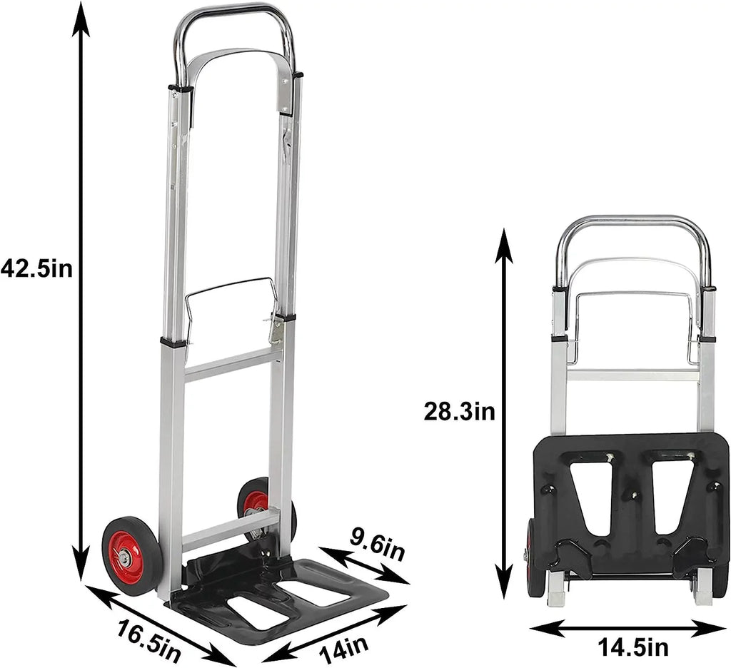 Luggage and Rubber Duty Travel, Wheels Foldable with Truck Portable Industrial Shopping or Cart Trolley Compact Aluminum Handle Hand Telescoping Heavy for