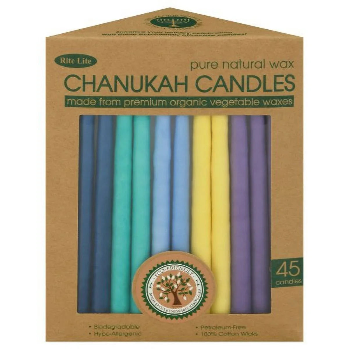 Lite Multicolor Wax Candles Chanukah Judaica Rite Vegetable -