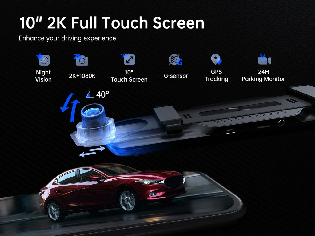 Dash Voice w/ADAS include Cam, Camera with Pelsee Mirror Parking 2.5K Vision, and Cars&Trucks, Free Rear for Mode, 24H Night Monitor Smart 10" Mirror Control, Assistant 32GB Driving BSD Card View