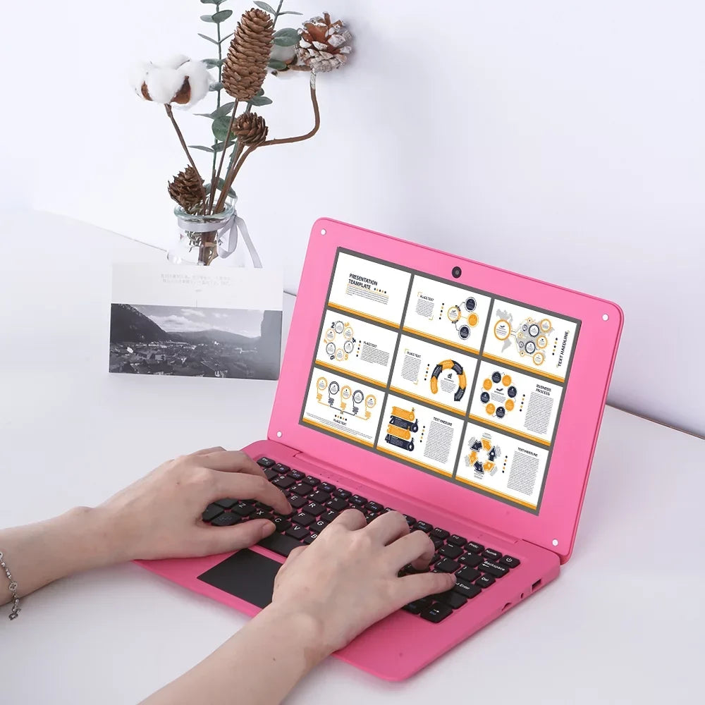 Portable Pink 10.1inch Intel 2GB+64GB/ with Processor/ Windows 10 card Netbook Quad Plug Core BT/ Support Wi-Fi/ Tomshine TF HD