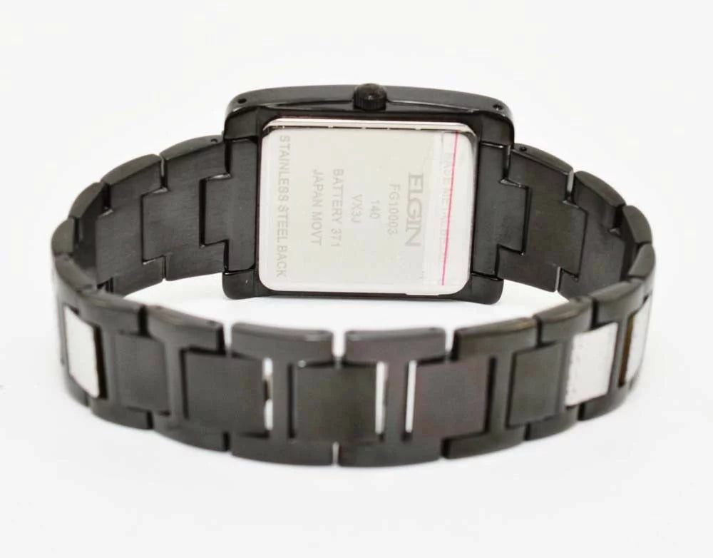 Band Black Crystal FG10003 IP Watch New Elgin Men`s Dial & Multifunction Quartz