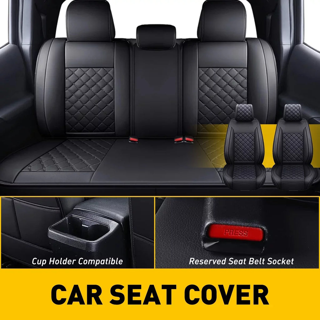 Set Toyota (Full Cab Full Seat for Leather 2007-2023 Covers Set, Black) With Crew Tacoma Fit Car Waterproof