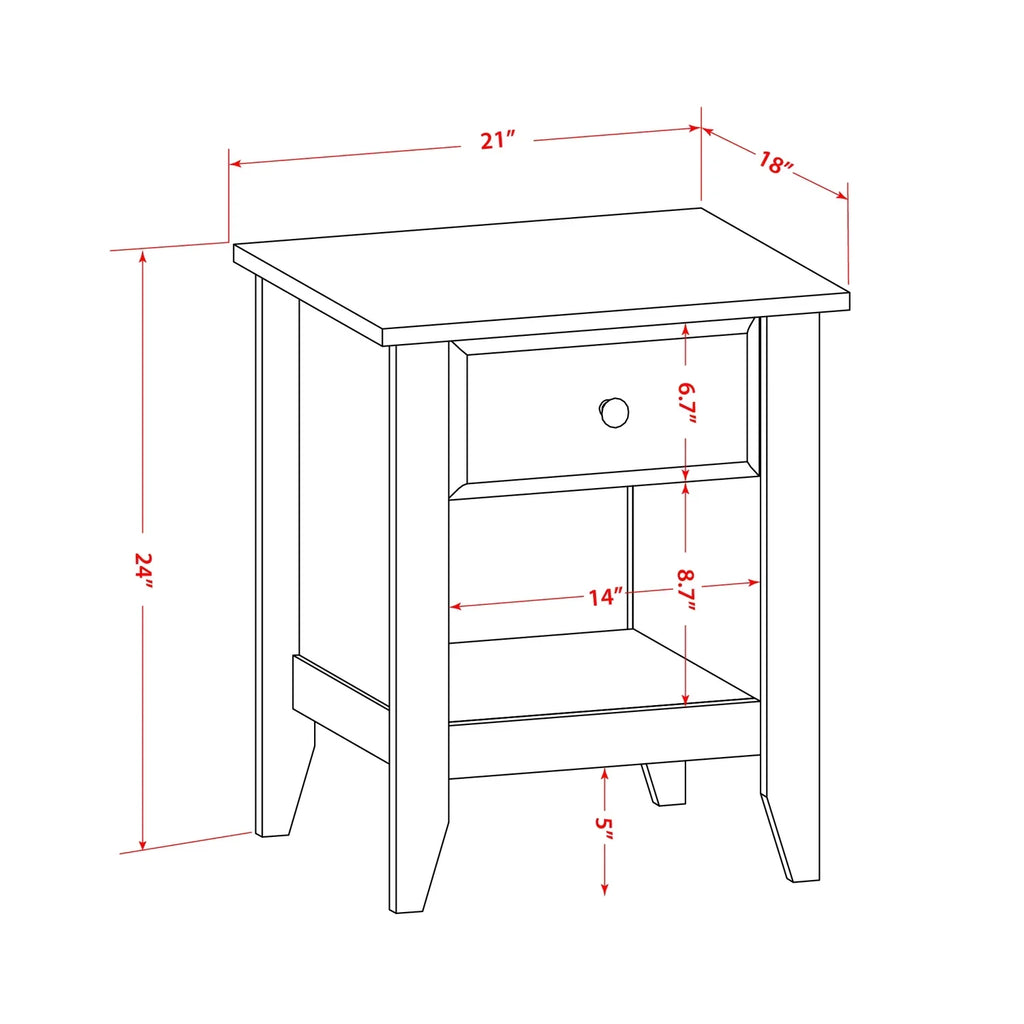 Drawer in Jacobean with 18" East Wood West Gallatin 1 Brown Furniture Nightstand