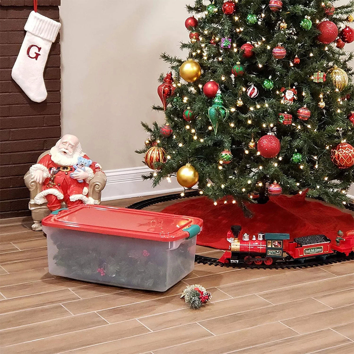 Quart Holiday Plastic Decor Pack with Latching 64 6 Lid, Storage Homz Bin