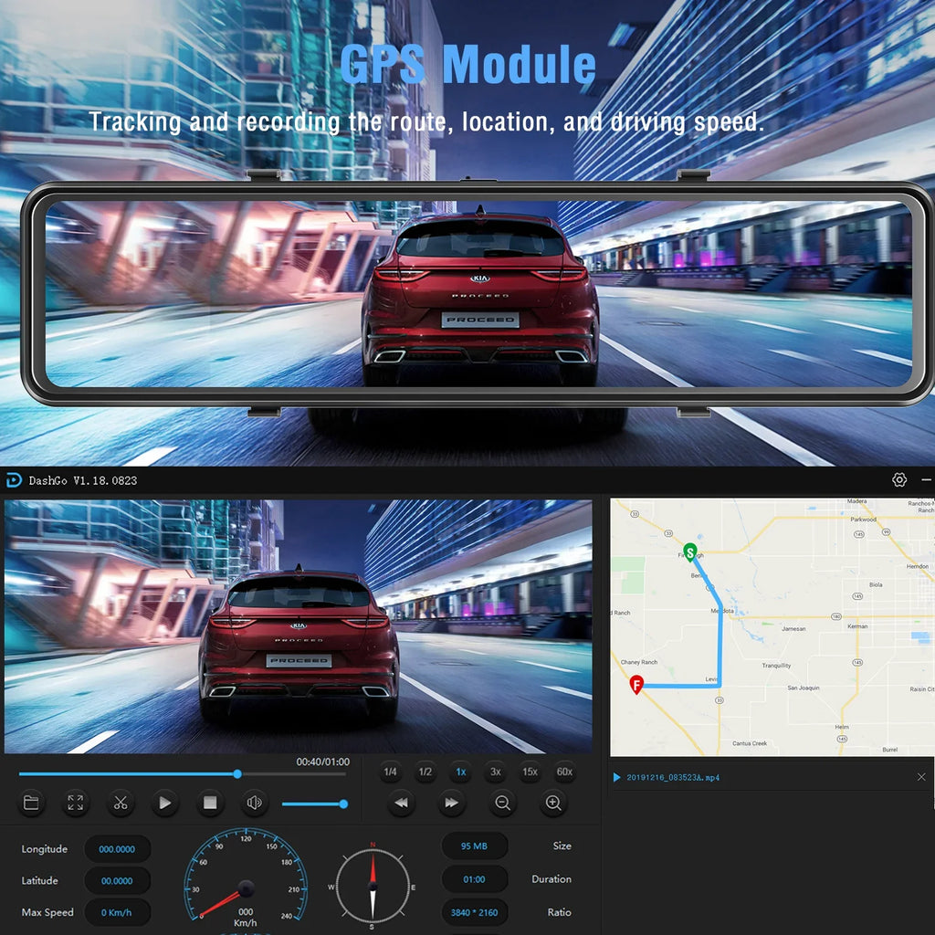 for Assist, 10" Camera, Backup Full Mirror Waterproof Loop and Dash Rear Rear Front Mirror Car, Touch View Reverse 1080P Recording, Dual G-Sensor Camera Camera, Screen, 2.5K TOGUARD Parking Dash Cam