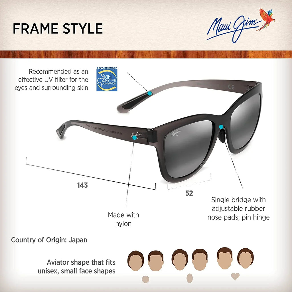 Women's Maui Medium Grey/Neutral Classic Grey, Sunglasses, Anuenue Jim Polarized Translucent