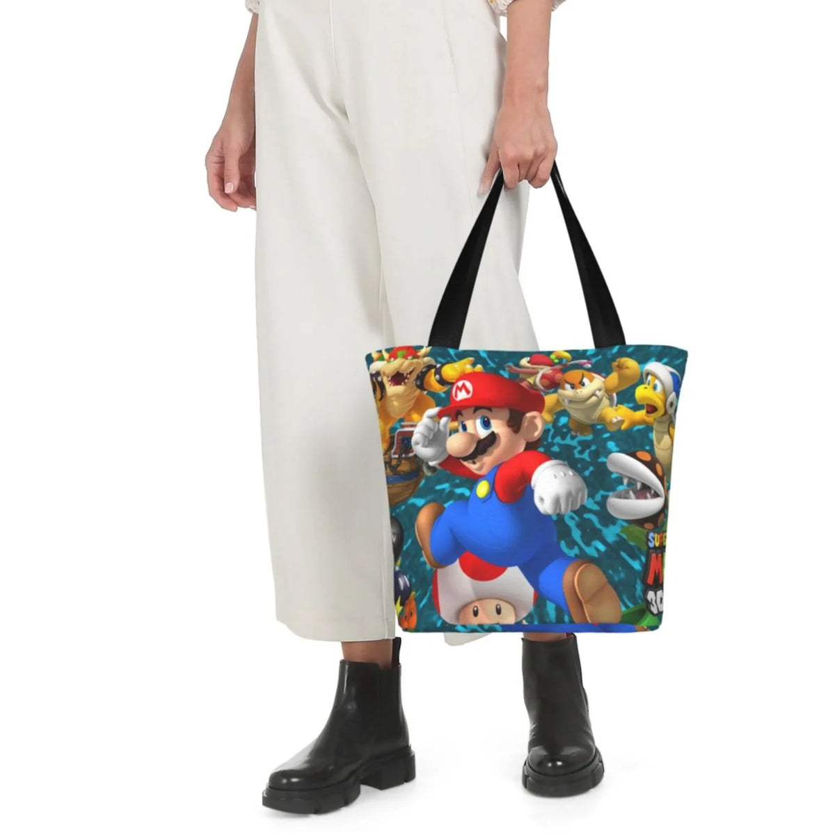 School Land Capacity Women's Business Travel Shoulder Handbag Super For Bag 3D Mario Shopping Beach Large Work Tote
