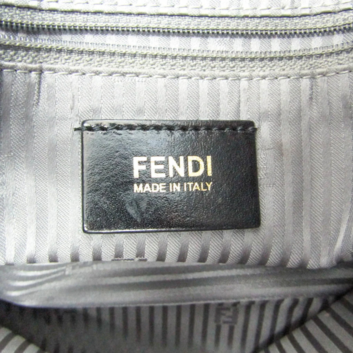 Leather Big Pre-Owned Mamma Shoulder (Good) Fendi Bucket 8BR638 Gray Women's Bag