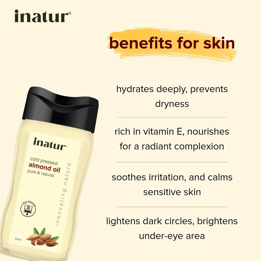Body 100% 100 Oil - Almond Organic Sweet Almond Face, - Hair Safe Oil inatur Ideal for Pure, For Cold Babies & - Pressed & ml