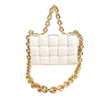 (Good) Padded Cassette Shoulder Unisex White Veneta Authenticated Bottega Pre-Owned Bag Leather Calf