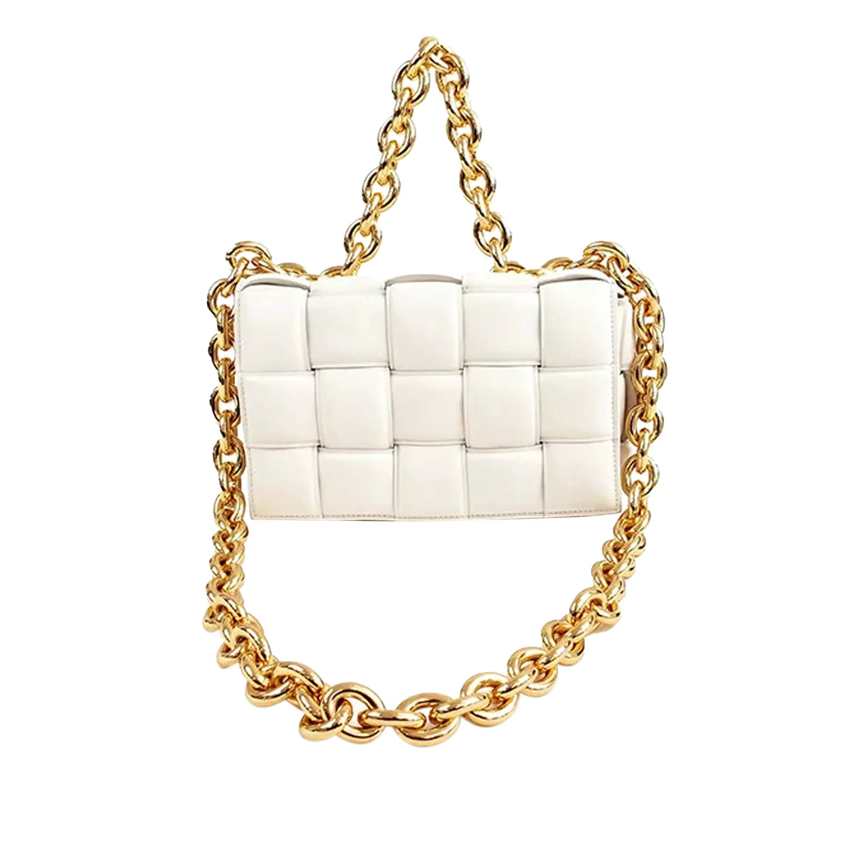 (Good) Padded Cassette Shoulder Unisex White Veneta Authenticated Bottega Pre-Owned Bag Leather Calf