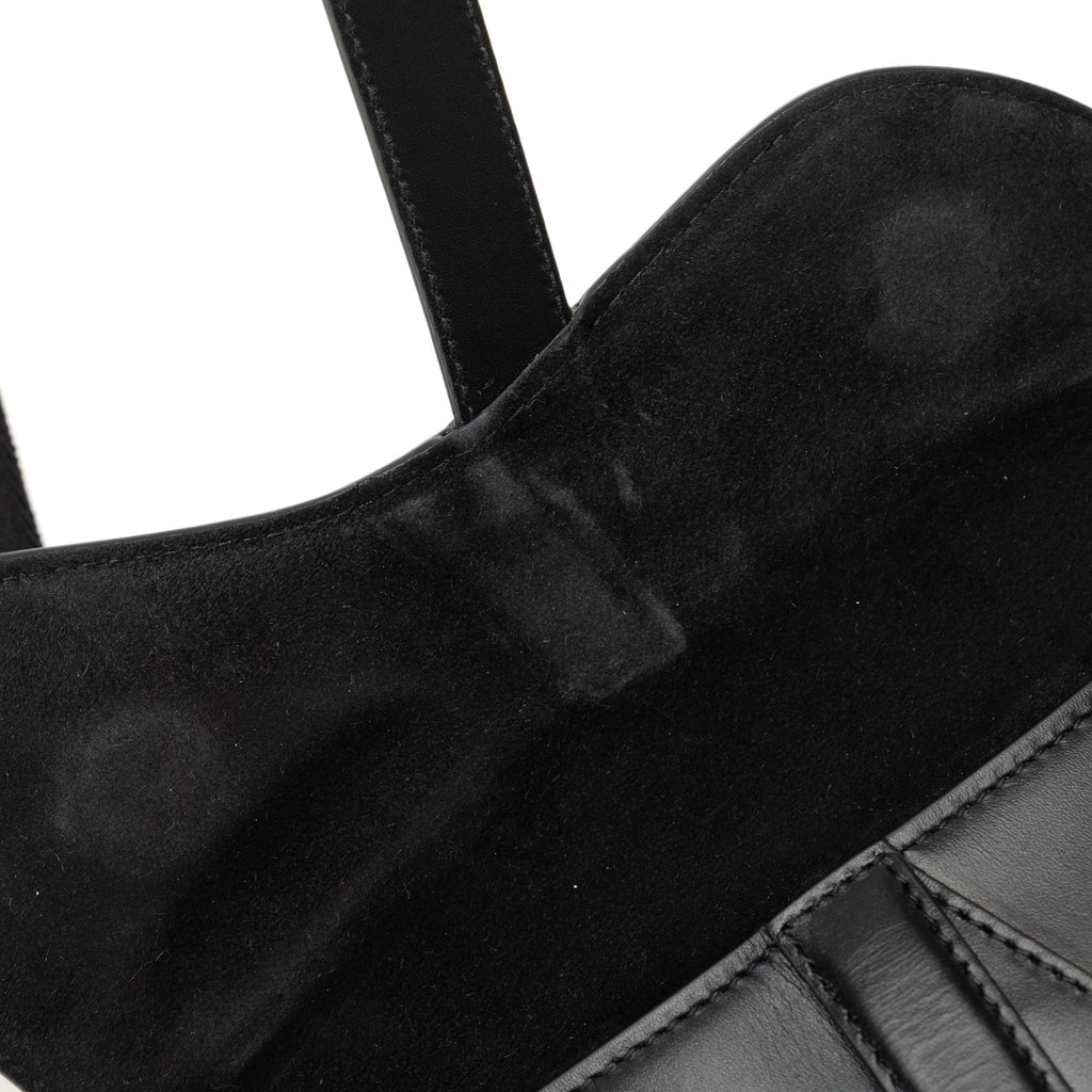 Black Pre-Owned Belt Authenticated Saddle Bag Dior Calf Unisex (Good) Leather