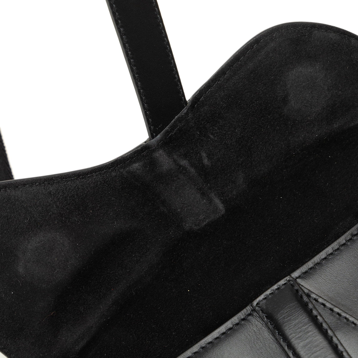 Black Pre-Owned Belt Authenticated Saddle Bag Dior Calf Unisex (Good) Leather