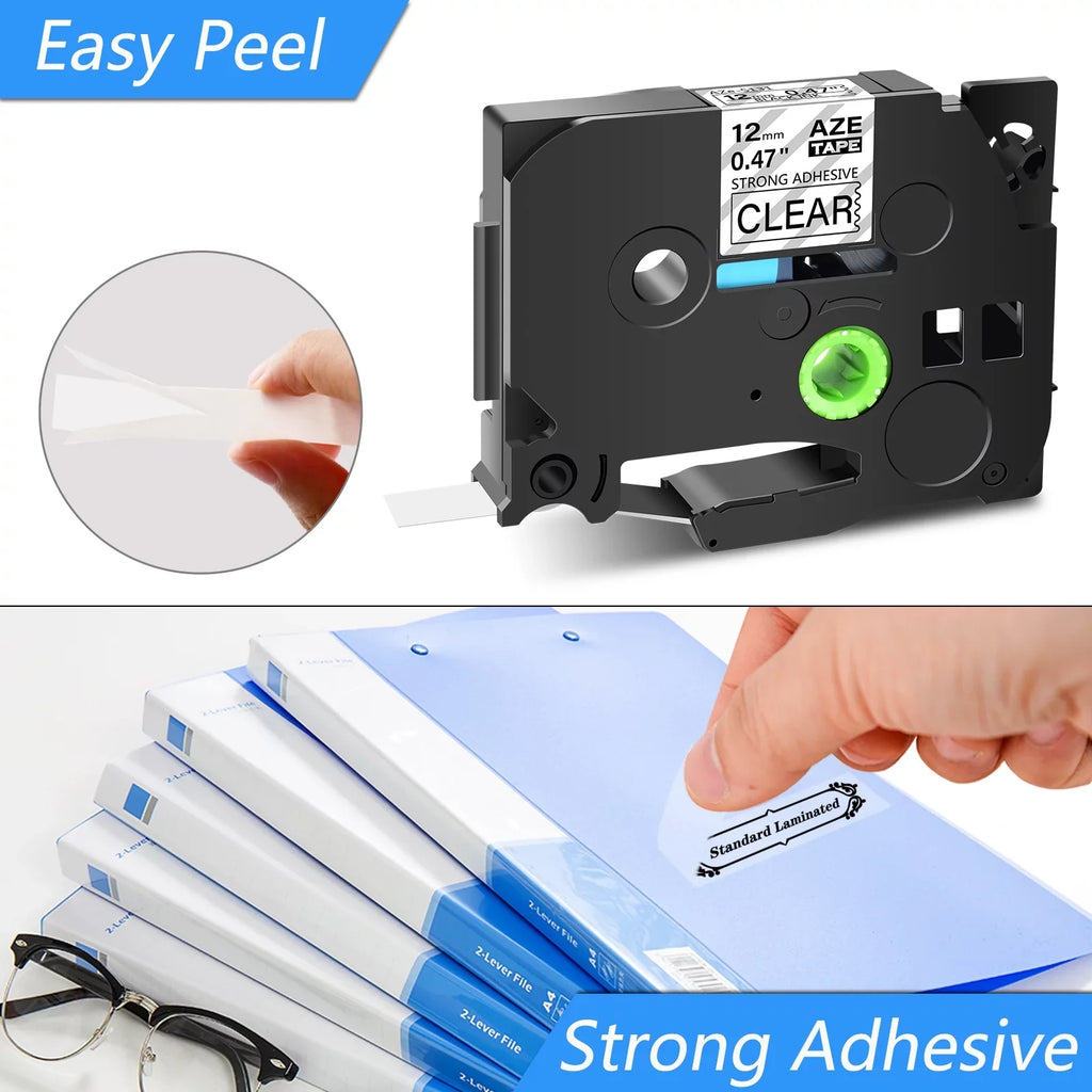 TZe Strength Label TZe-131 TZe-S131 Clear TZ-131 P-touch Tape on TZ Extra Brother 12mm GREENCYCLE for Compatible Black 20PK TZ-S131 Laminated