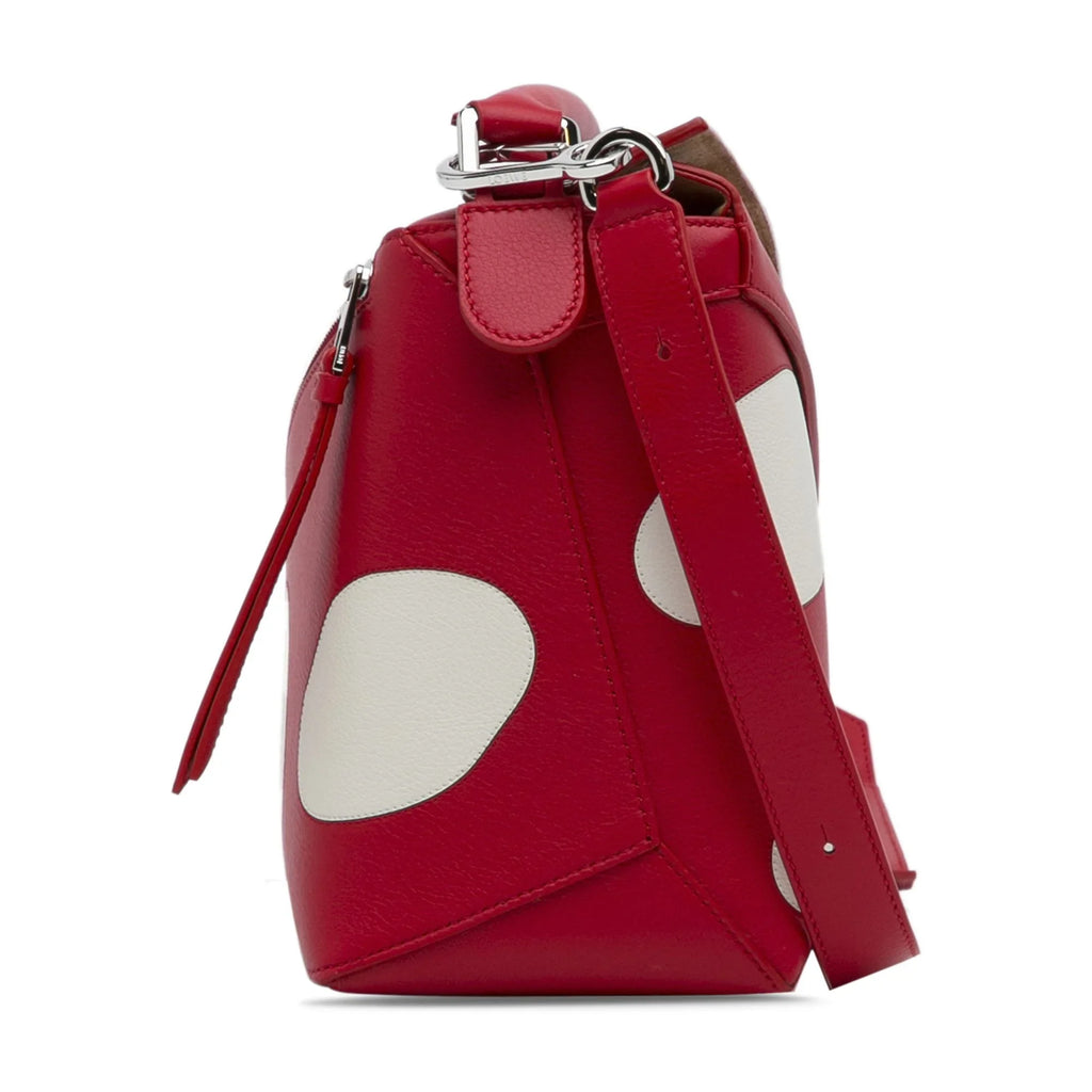 Authenticated (Good) Unisex Red LOEWE Mushroom Small Puzzle Pre-Owned Satchel Edge Leather Calf