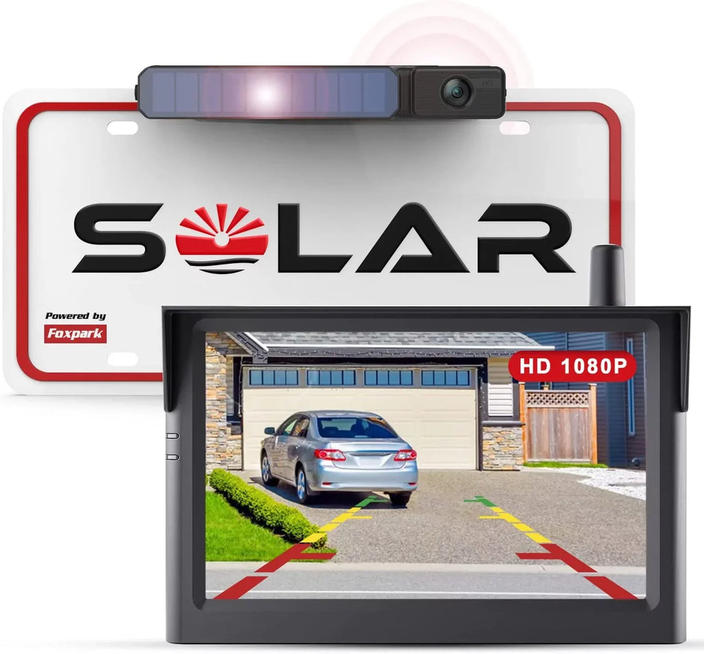 Wireless Camera License System Car, for Backup Wireless Plate View Reverse Camera Rear 2 Battery Installation,Solar for Solar Easy Parking Trailer with Channels Camera RV Monitor