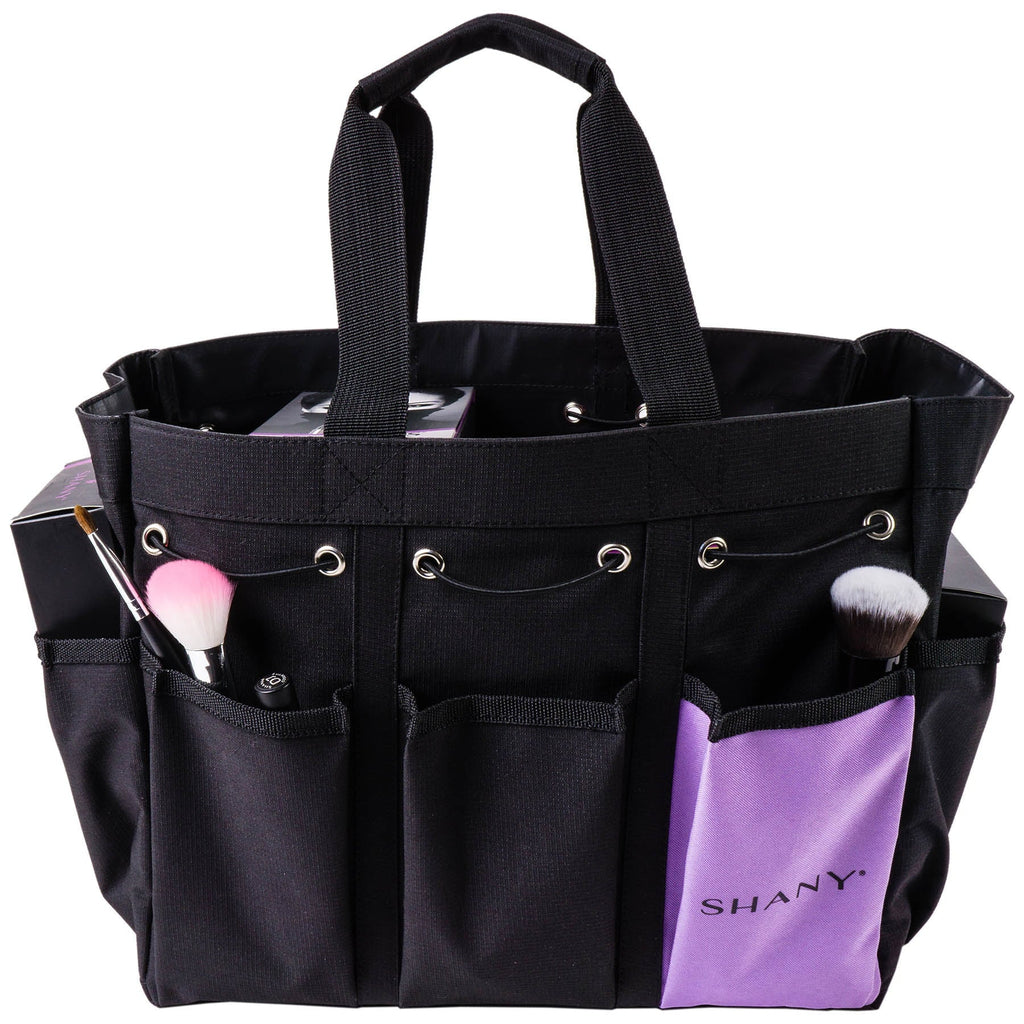 8 with Organizer Pockets Large External Bag â Black SHANY Handbag Beauty Canvas and Travel Tote and Handles Makeup â Two-Tone 2
