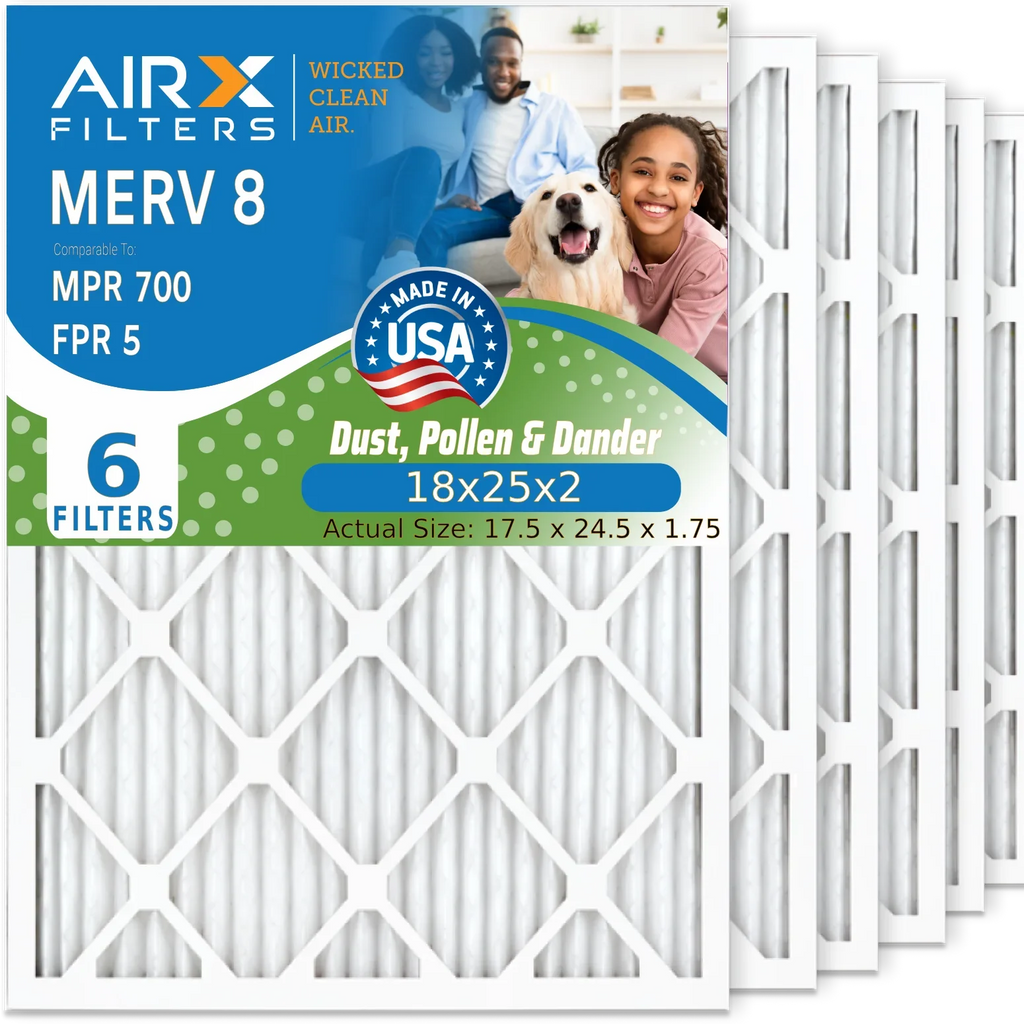 700 Filter Furnace FILTERS MPR USA AC Pack MERV Filter 6 WICKED 18x25x2 Filters FPR 5 8 & Conditioner Air CLEAN Pleated Comparable 18x25x2 Electrostatic Made AIR. to Premium Air by AIRX HVAC