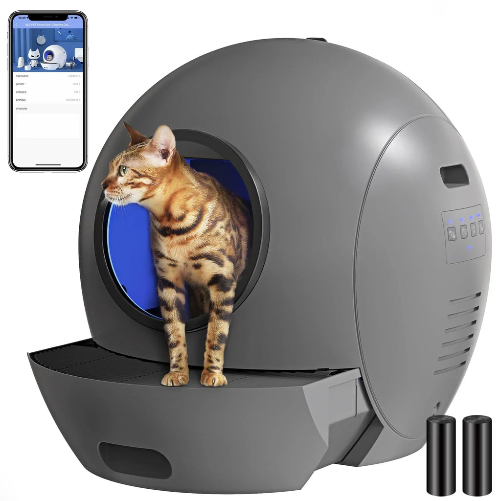 Litter Box Cats Cat Cleaning Litter Self Control ELS Cat Multiple PET for Automatic Version] [Upgraded Box APP