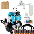 Dual Artist Color Kit Compressor Air with Feed Gravity Airbrush Storage Paint Tank Fan Acrylic Master Airbrush, 6 Set