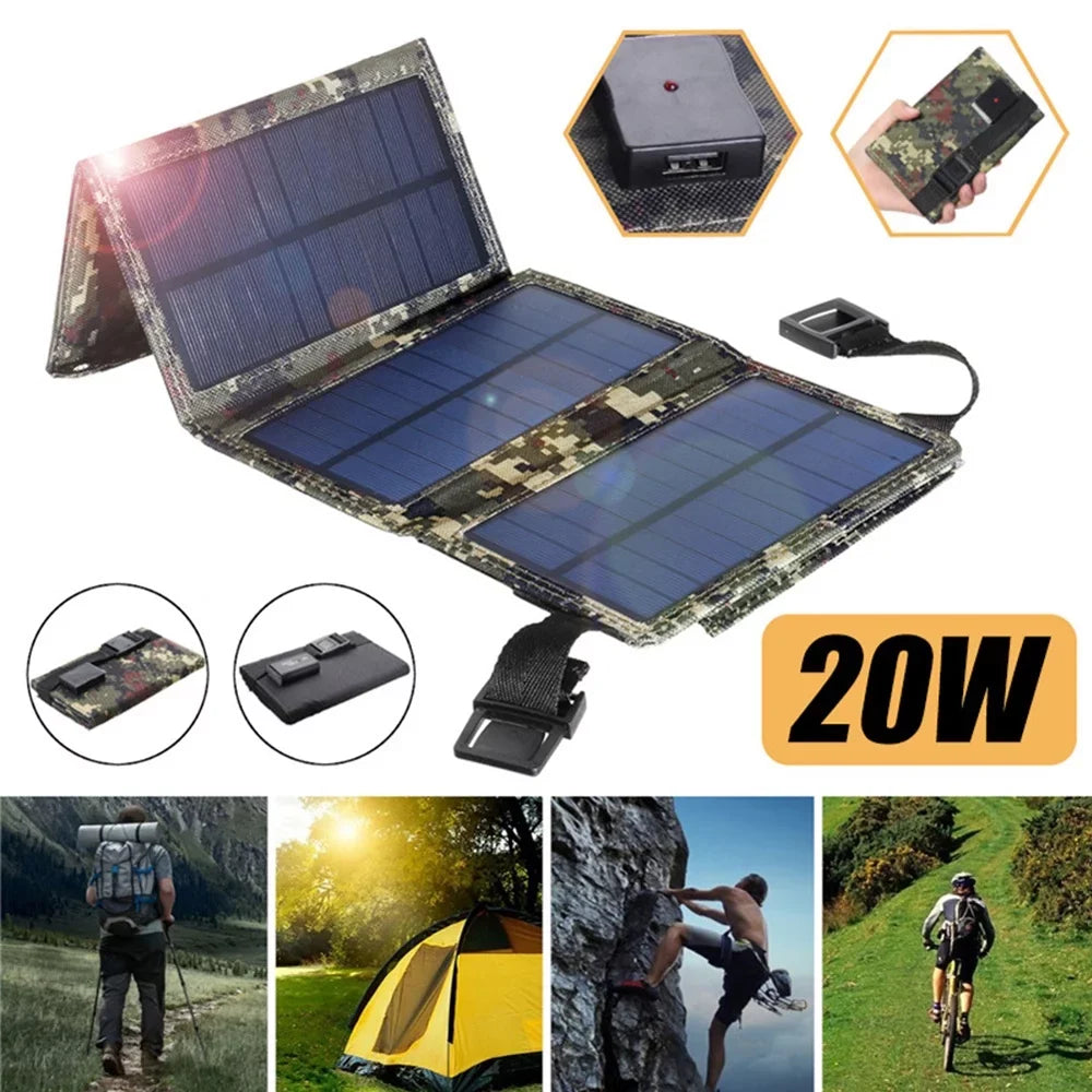 Removable ammoon USB Hiking Camping 20W Recharger Solar Solar , Portable Panel Mobilephone, for Folding Solar Panels