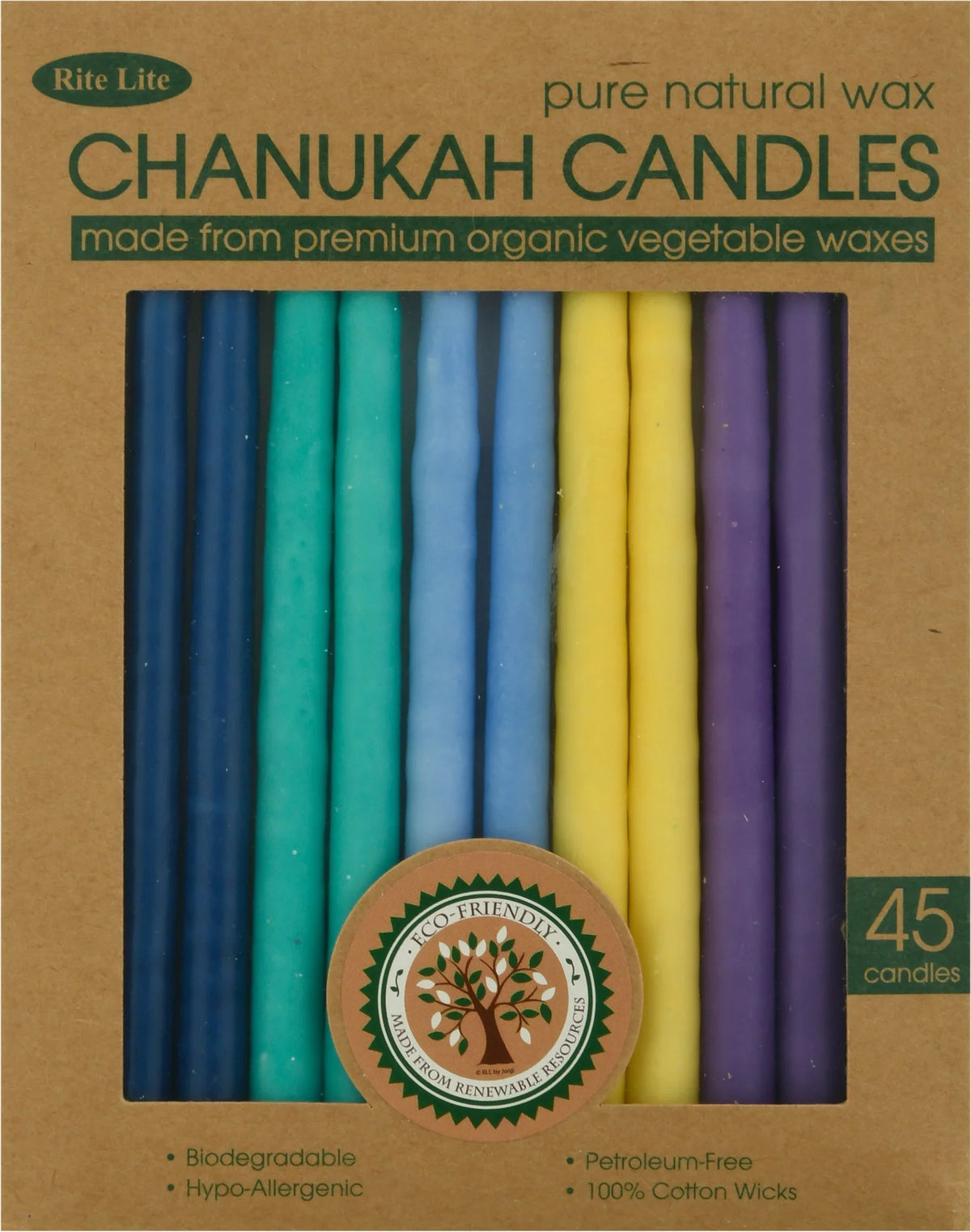 Lite Multicolor Wax Candles Chanukah Judaica Rite Vegetable -