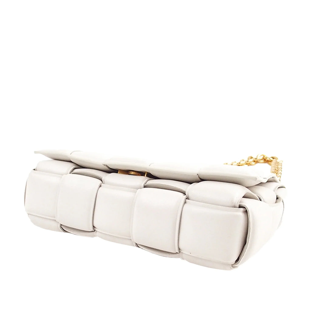 (Good) Padded Cassette Shoulder Unisex White Veneta Authenticated Bottega Pre-Owned Bag Leather Calf
