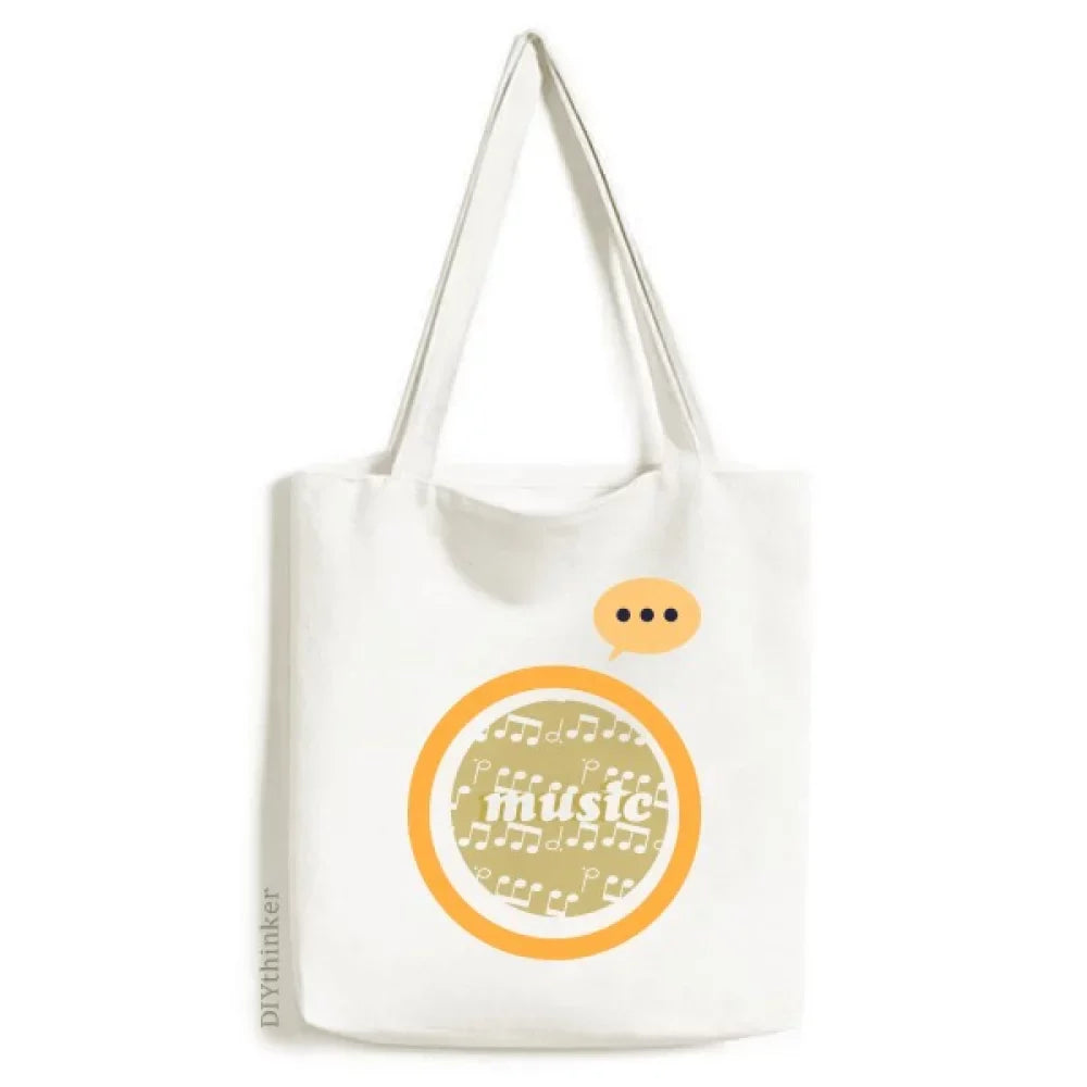 Sack Canvas Bag Yellow White Music Shoulder Expression Light Notes Tote