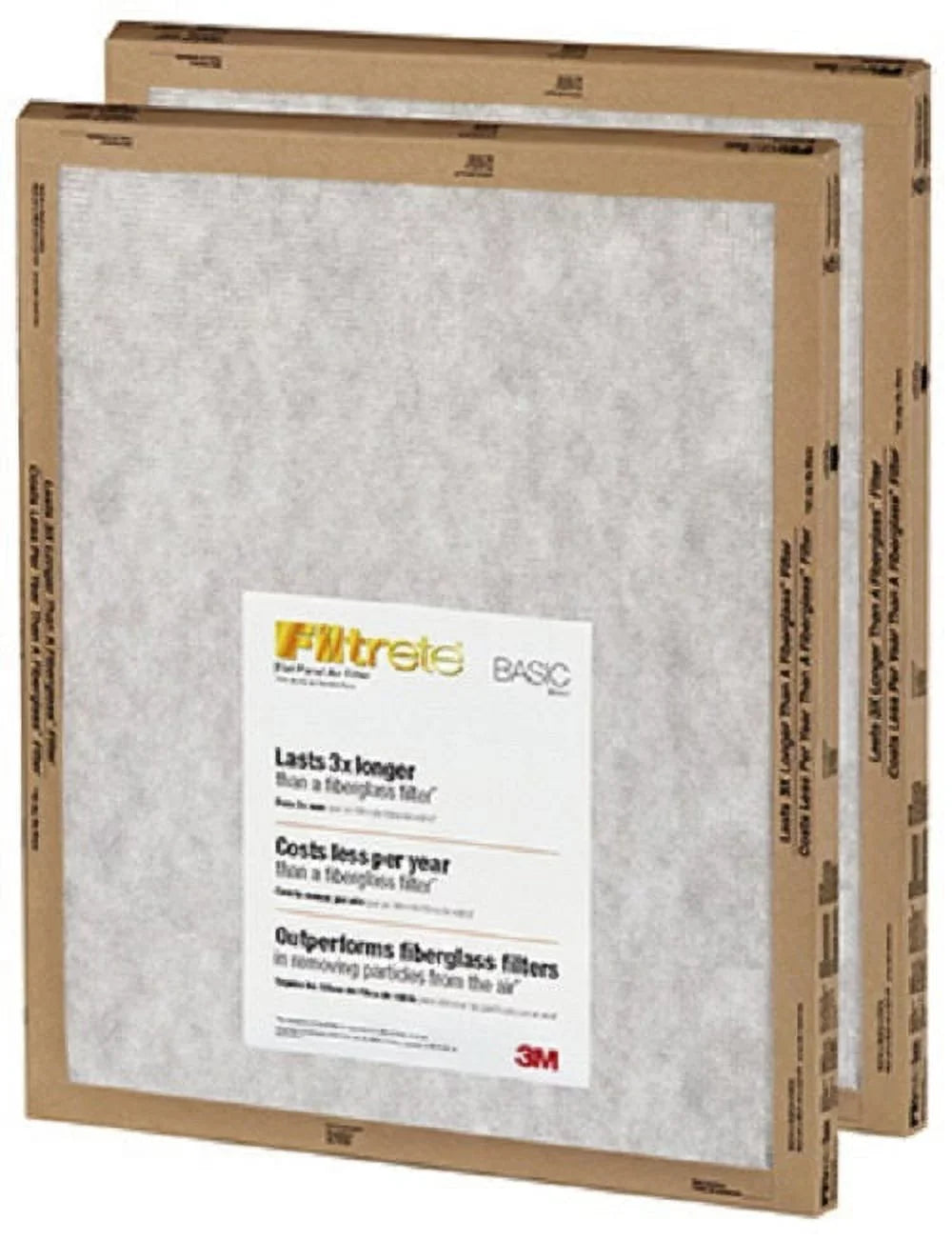 Flat 24 MERV FPL02-2PK-24 Filters Air 3M 1" 20" of 2 Panel Basic Disposable 20" Filtrete - Quantity 2 x x Pack