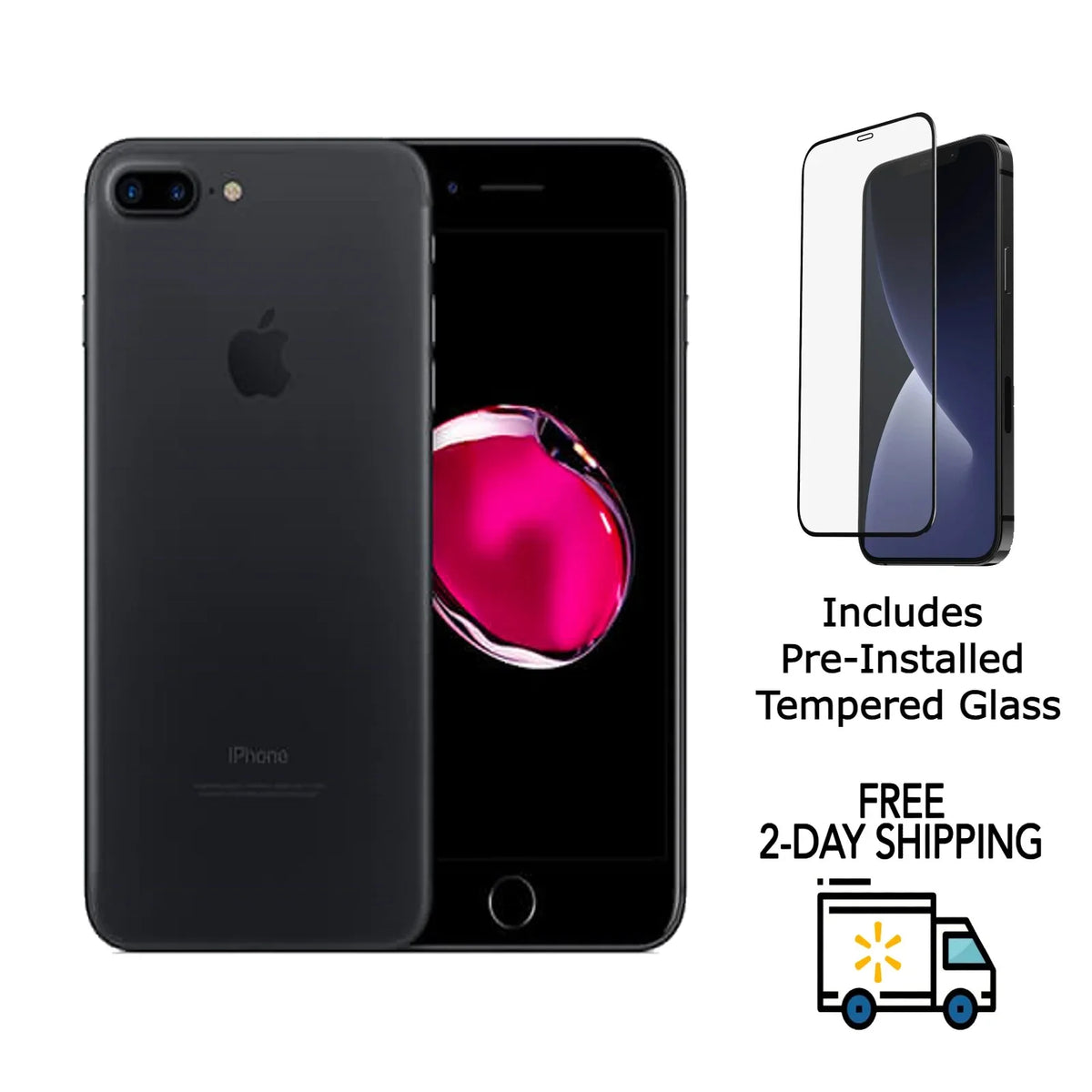 Tempered 32GB Pre-Installed 7 Glass Restored (Refurbished) Matte iPhone A1661 Black Apple Unlocked) w/ (Fully Plus