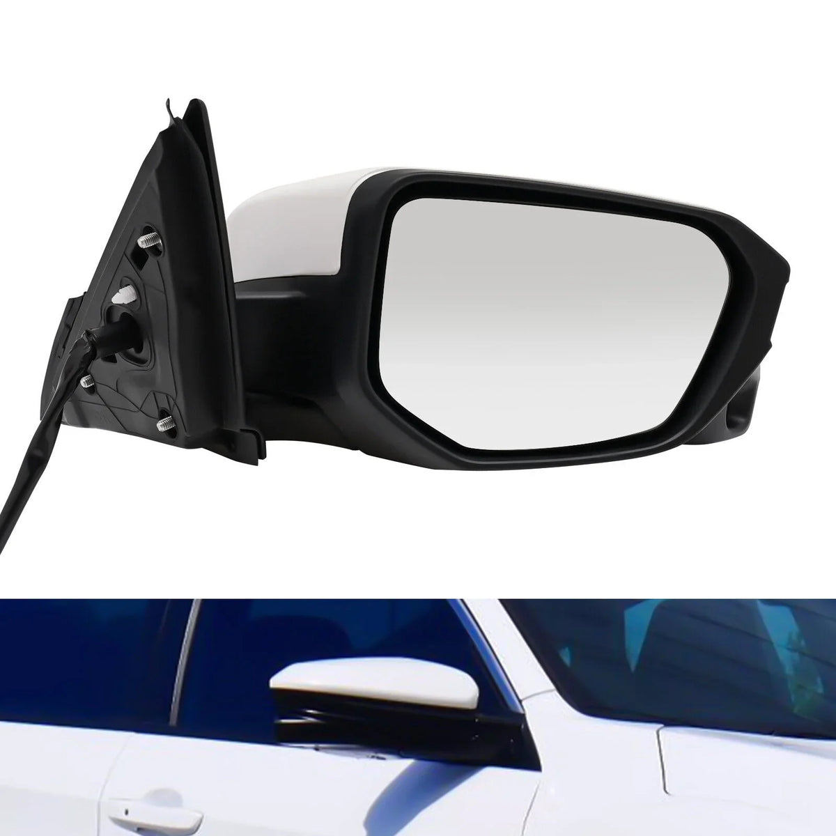 Fit Side Mirror Camera Sedan Honda Power White View Heated Right 2016-2020 Civic