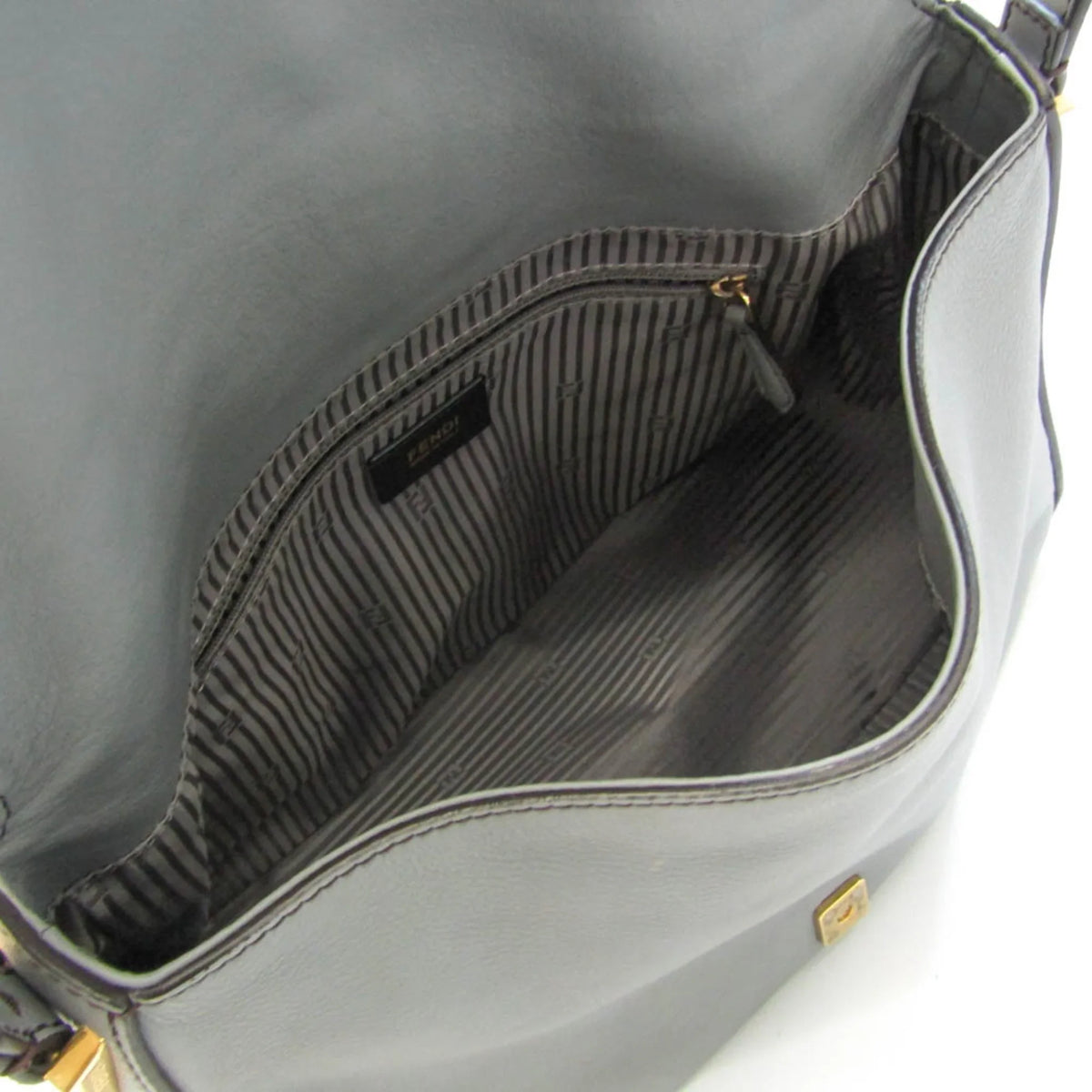 Leather Big Pre-Owned Mamma Shoulder (Good) Fendi Bucket 8BR638 Gray Women's Bag