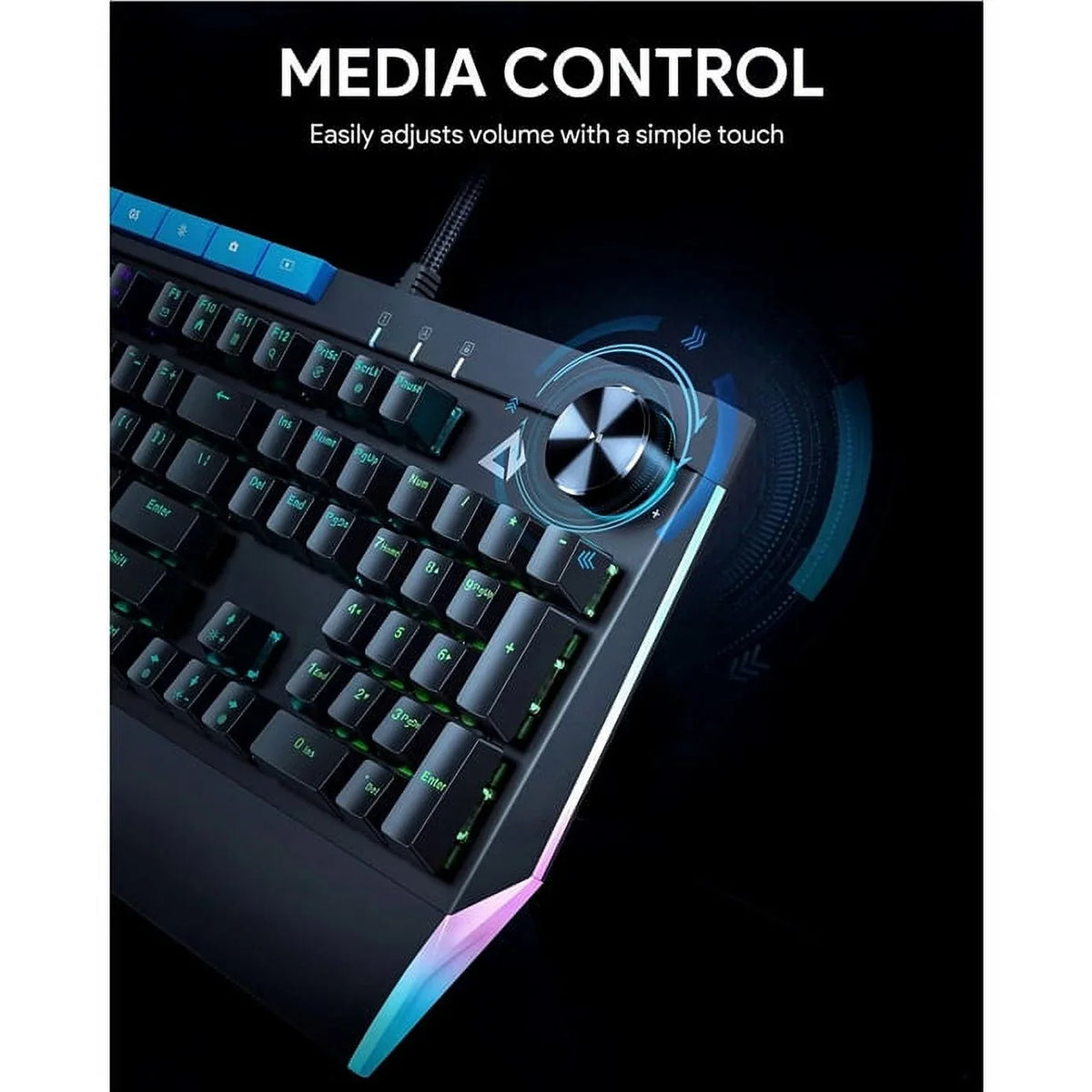 Blue KMG17 Button AUKEY Mechanical Volume Control 104key Keyboard with Switches
