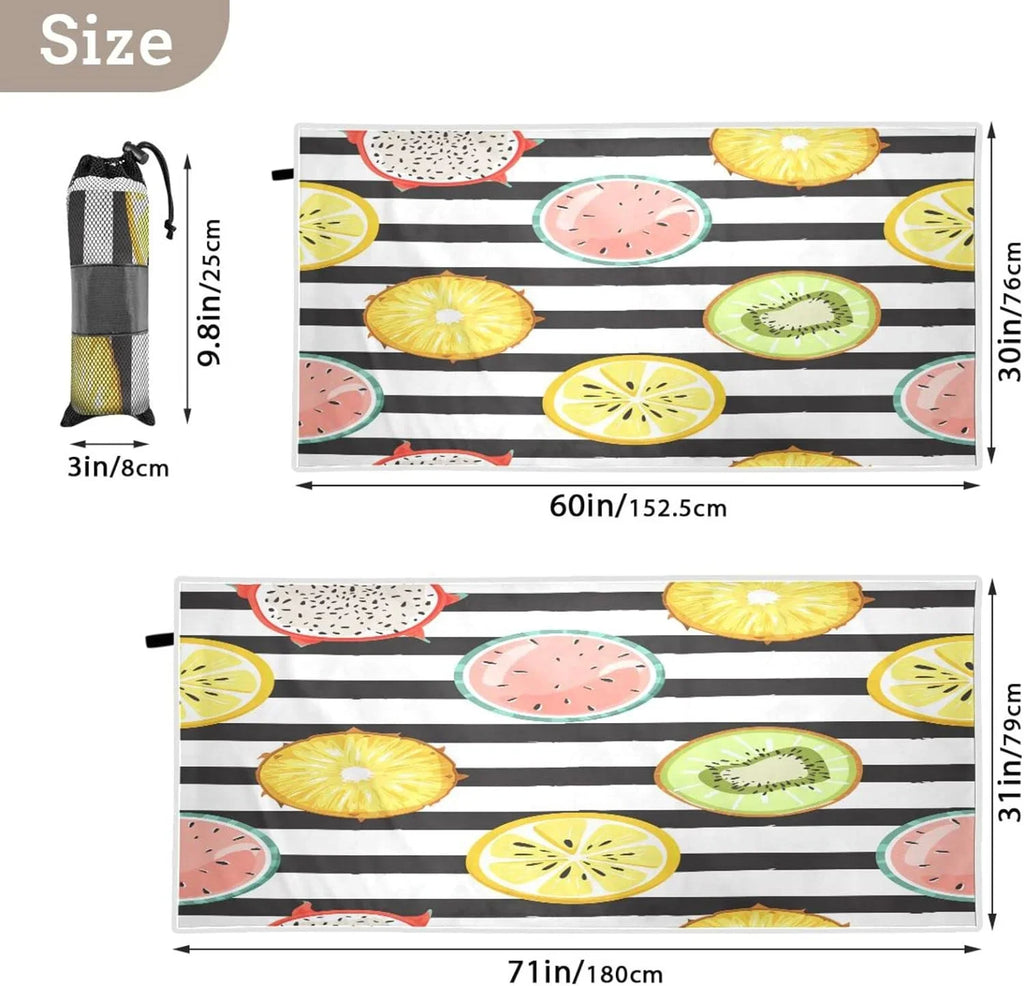 Multipurpose Blanket, Quick Towel, Free Beach Towel Towel Lightweight Slice Towel Bath Thin Pool Bestwell Sand Swim Shower Oversized 30”X60” Tropical Yoga Microfiber Dry Fruit