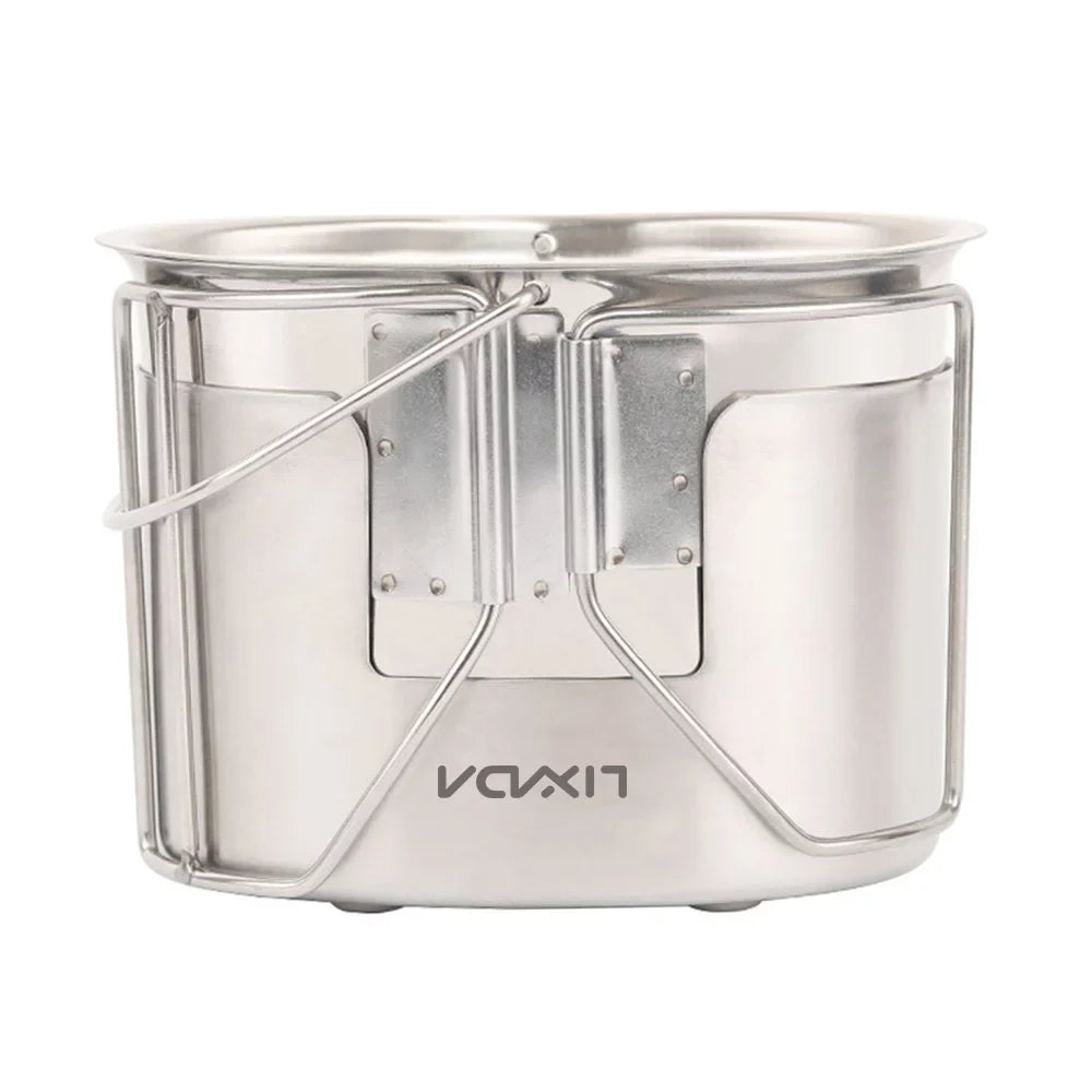 Cup Hanging Pot Cooking Stove Lixada Hiking Cookware Steel Reliable Survival Practical Stainless with Canteen Wood Set Picnic Equipment Backpacking Camping - for and