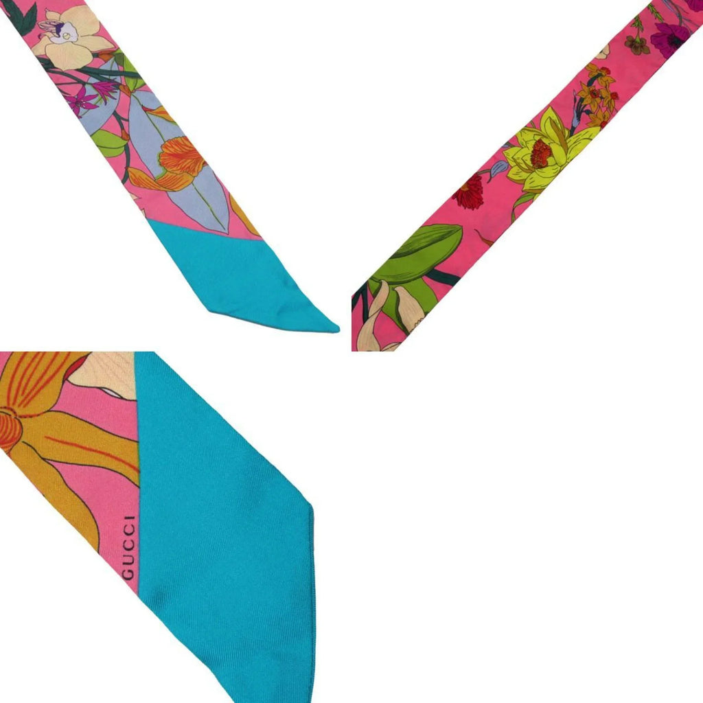 Scarf GUCCI Pre-Owned Muffler Pink/Multicolor Silk Women's w0157a (Good)