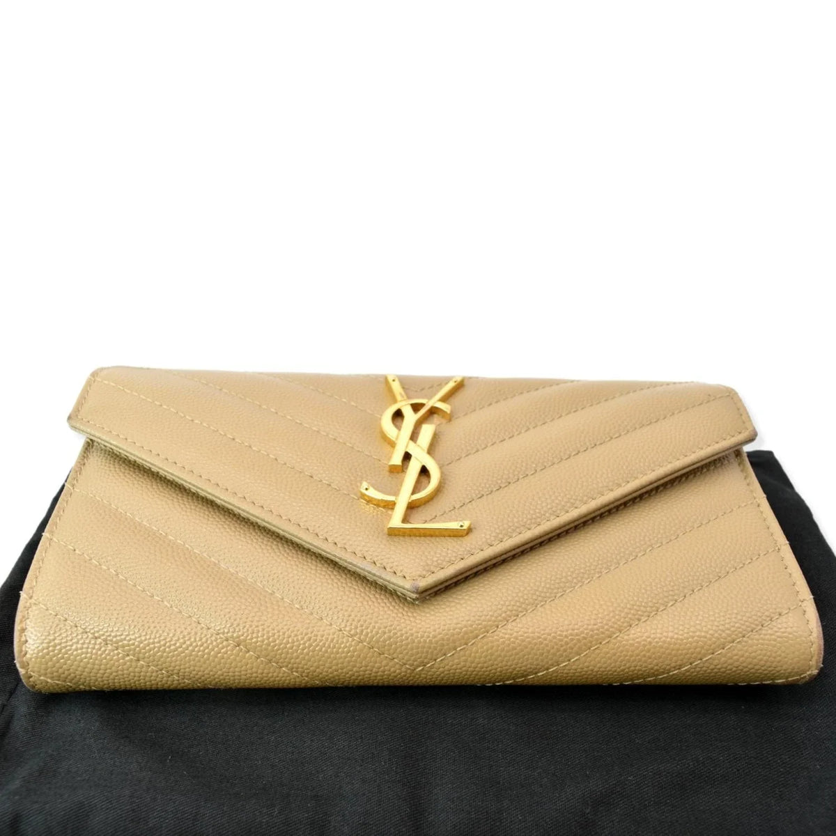 De SAINT Pre-owned Grain Beige YVES LAURENT Monogram Poudre Wallet