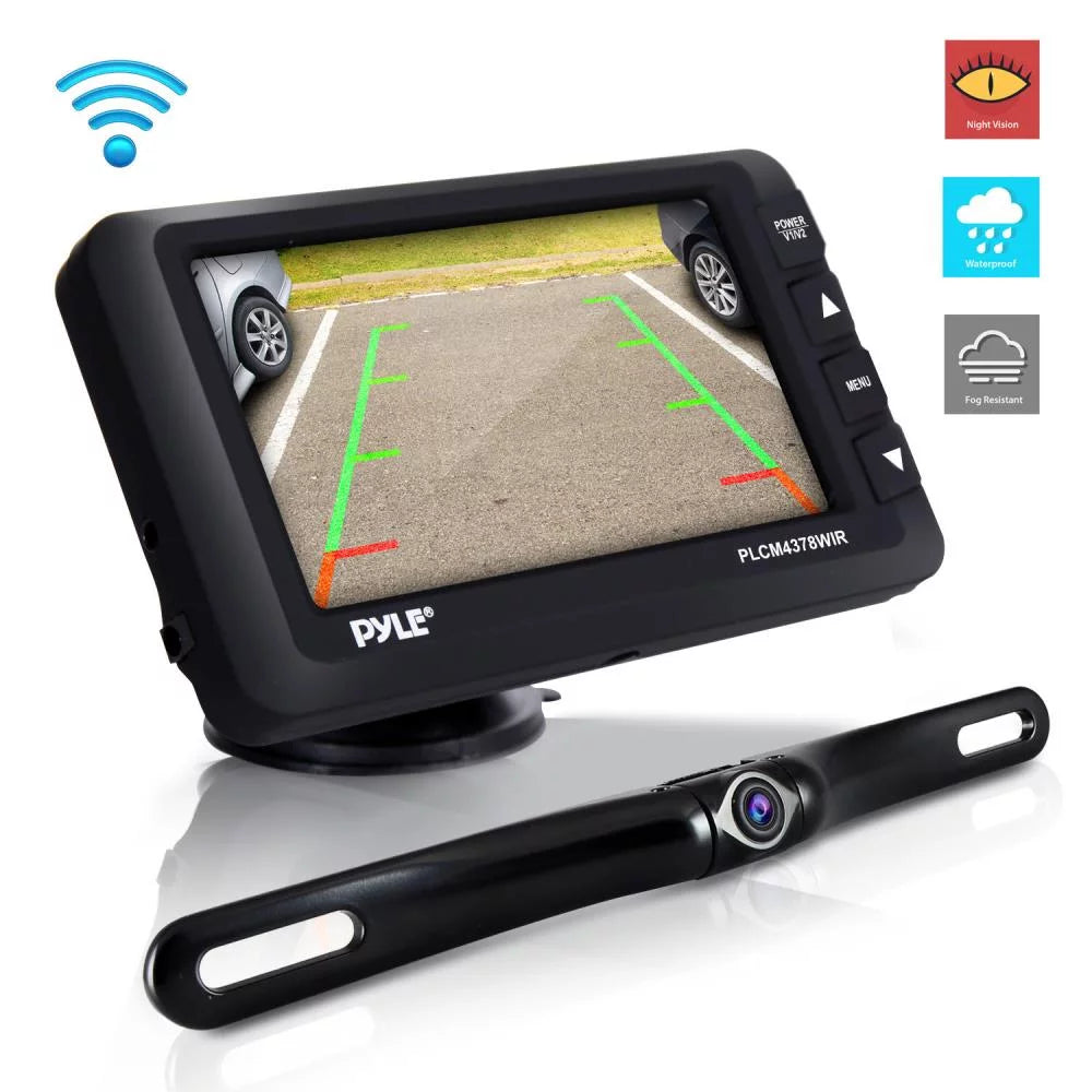 Parking/Reverse Display View 4.3’’ Vehicle with Monitor & PYLE Backup - Kit Camera Wireless Rear Screen System PLCM4378WIR.5 -