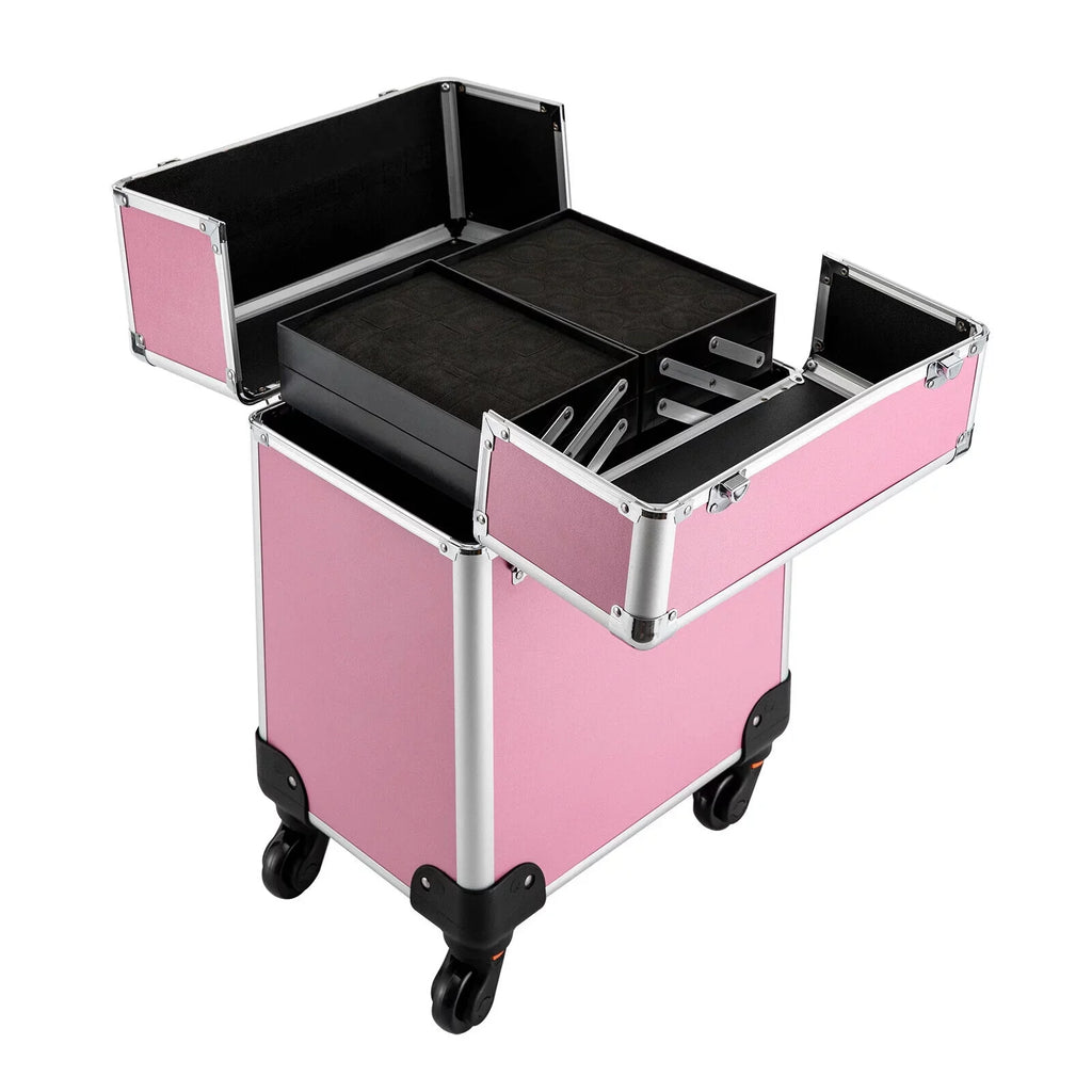 Miumaeov Trolley Professional with Storage Makeup Cosmetic Train 4-Tier Rolling Wheels Organizer Case Makeup
