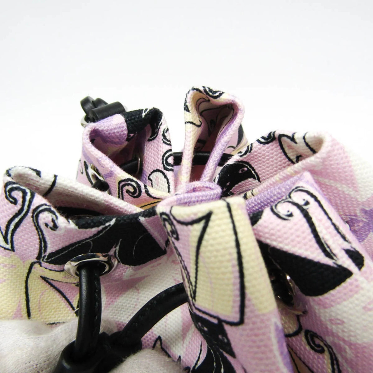 Women's Drawstring Miu Pouch Black,Light CANAPA Miu Bag (Good) 5RM014 Pre-Owned CATS Purple,Multi-color Leather,Cotton