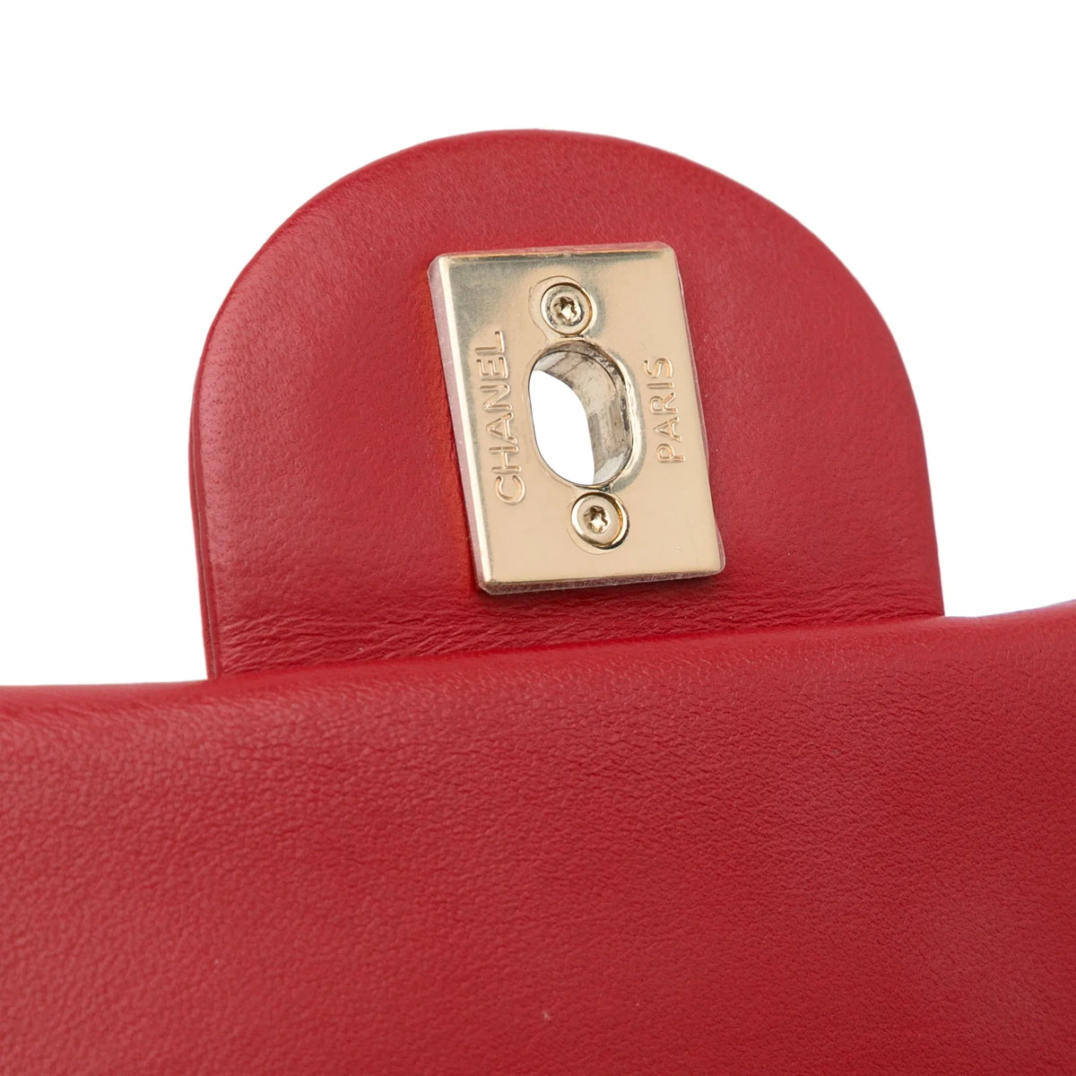 Lambskin Small (Good) Satchel Authenticated Red Flap Unisex Bag Chanel Leather Carry Easy Pre-Owned