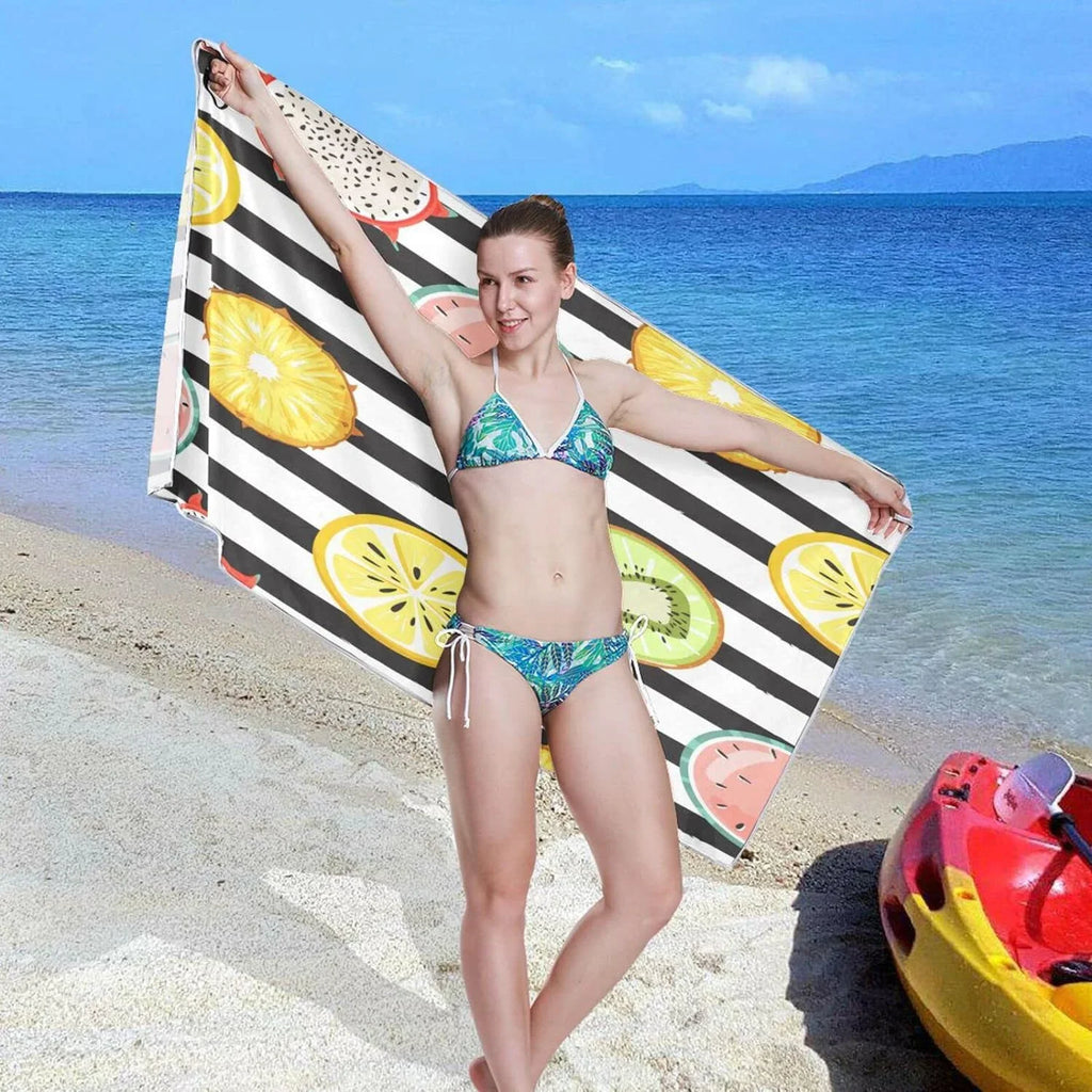 Multipurpose Blanket, Quick Towel, Free Beach Towel Towel Lightweight Slice Towel Bath Thin Pool Bestwell Sand Swim Shower Oversized 30”X60” Tropical Yoga Microfiber Dry Fruit