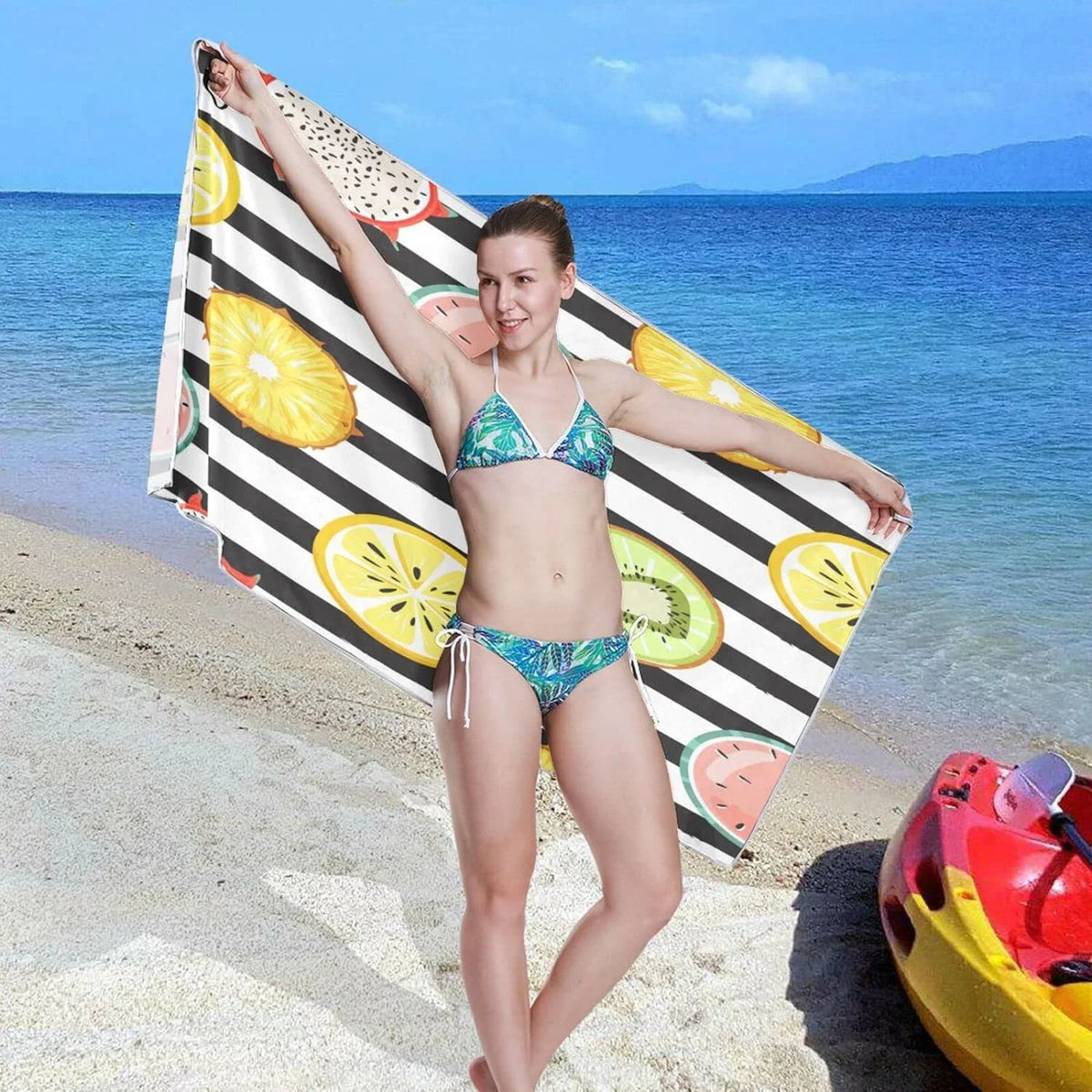 Multipurpose Blanket, Quick Towel, Free Beach Towel Towel Lightweight Slice Towel Bath Thin Pool Bestwell Sand Swim Shower Oversized 30”X60” Tropical Yoga Microfiber Dry Fruit