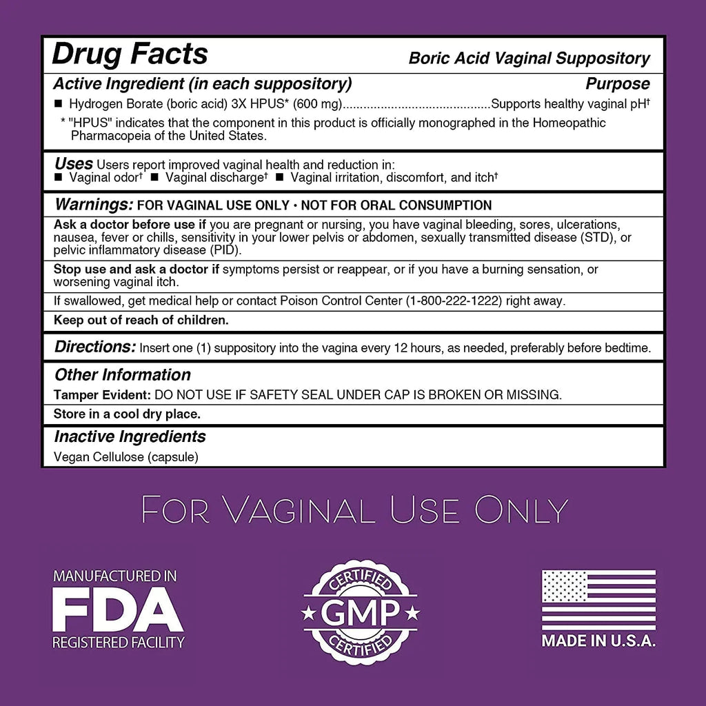Intimate Vaginal Yeast pH Boric Women, Acid for Applicators 21 100% USA + Infection, for Vaginosis, 90-Count Suppositories, Boric Bacterial Vaginitis, Balance Acid - (600mg) in Rose Suppositories made