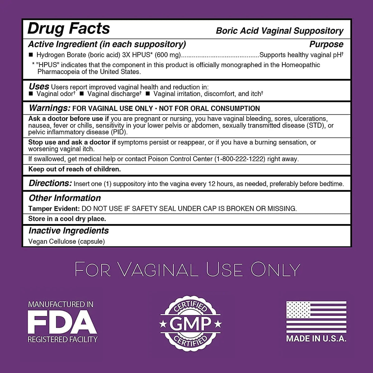 Intimate Vaginal Yeast pH Boric Women, Acid for Applicators 21 100% USA + Infection, for Vaginosis, 90-Count Suppositories, Boric Bacterial Vaginitis, Balance Acid - (600mg) in Rose Suppositories made