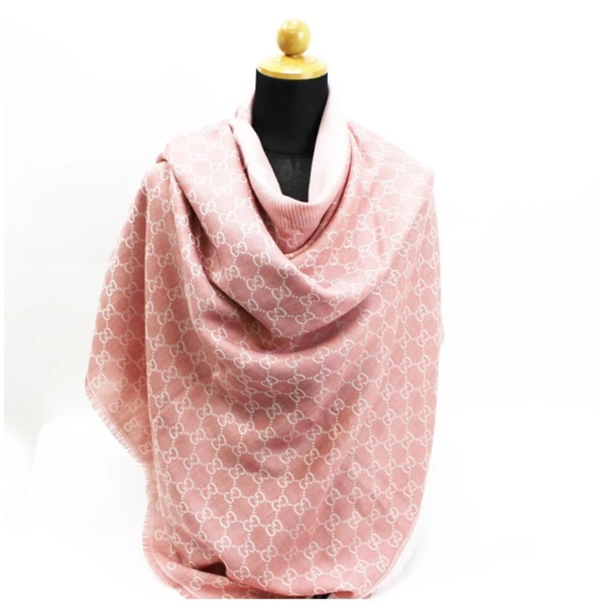 large GG ladies GUCCI Gucci wool shawl pink (Good) silk stole Pre-Owned pattern