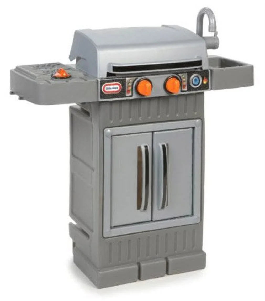 Kids Pretend Grow 2 Tikes BBQ Girls 8-Piece Grill Cook Little 3 Toddlers 4+ Playset, Toys Kitchen Ages For Boys Gray, Play 'n