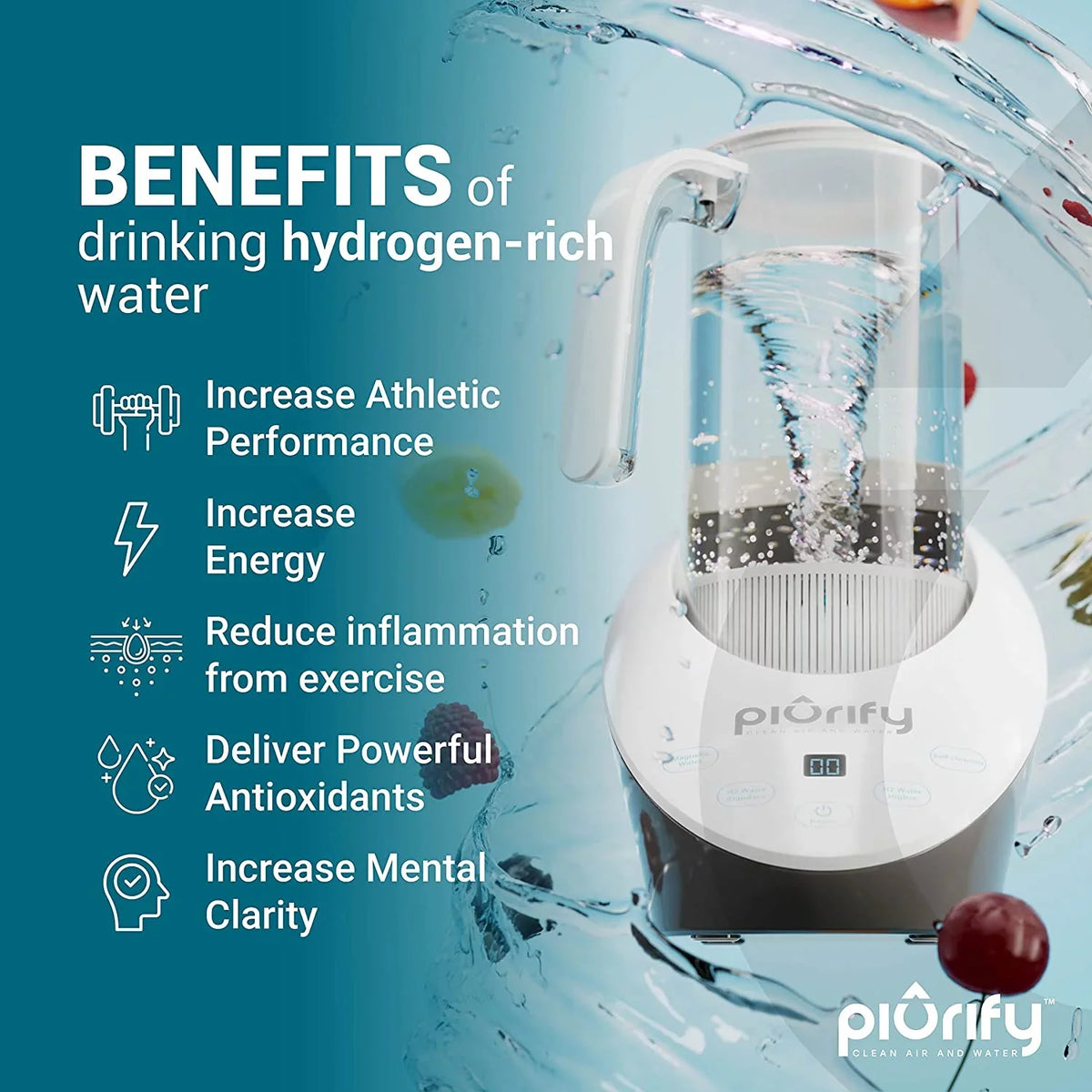 Electrolysis Water Filtered Rich Sulf Water Jug Generator Calcium Hydrogen Alkaline Water with - with Concentrator and Levels PH Balanced Pitcher PEM Purified Technology. SPE Hydrogen and